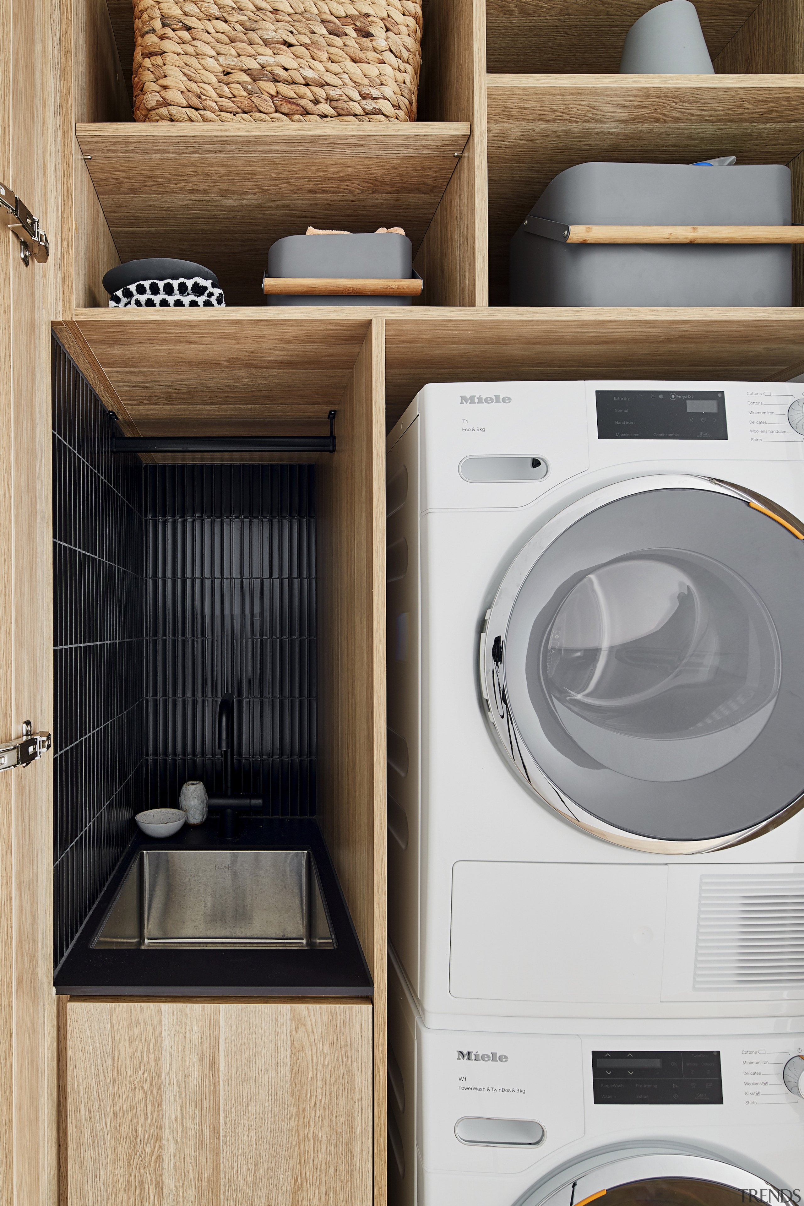 A place for everything – laundry storage efficiency. 