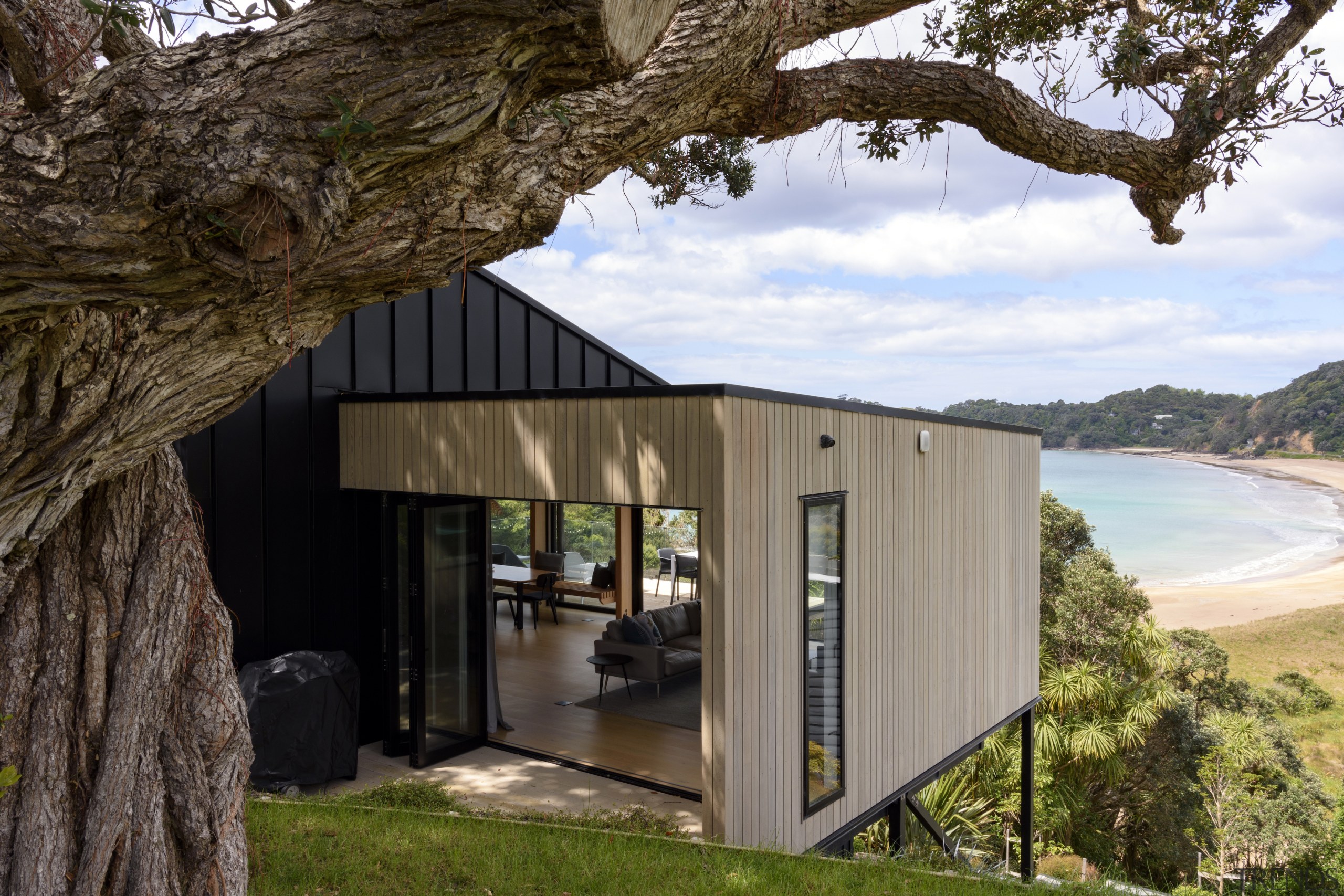 Looking through the hillside home provides a glimpse 