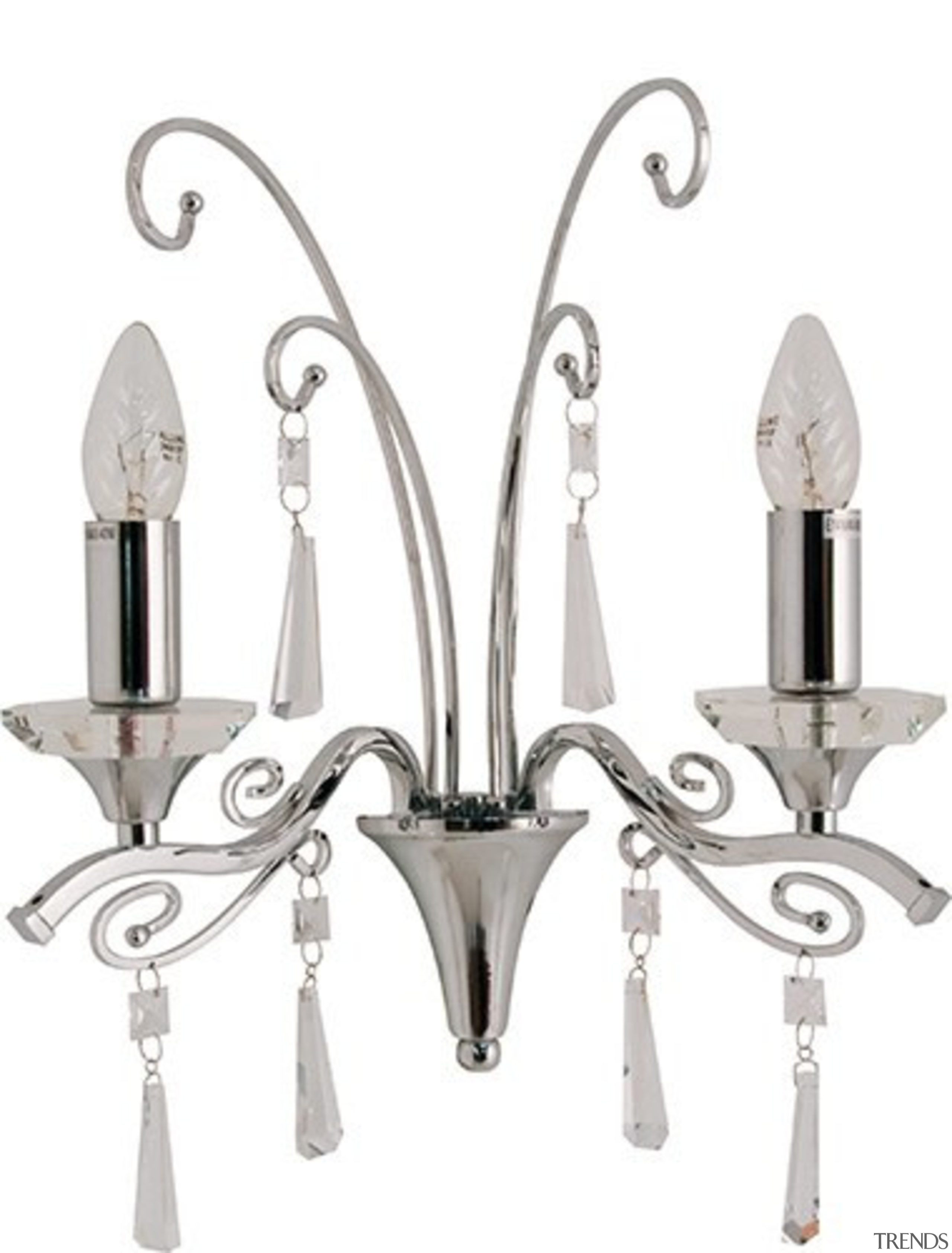 FeaturesThe Diaz wall light incorporates bright chrome arms ceiling fixture, light fixture, lighting, product design, white