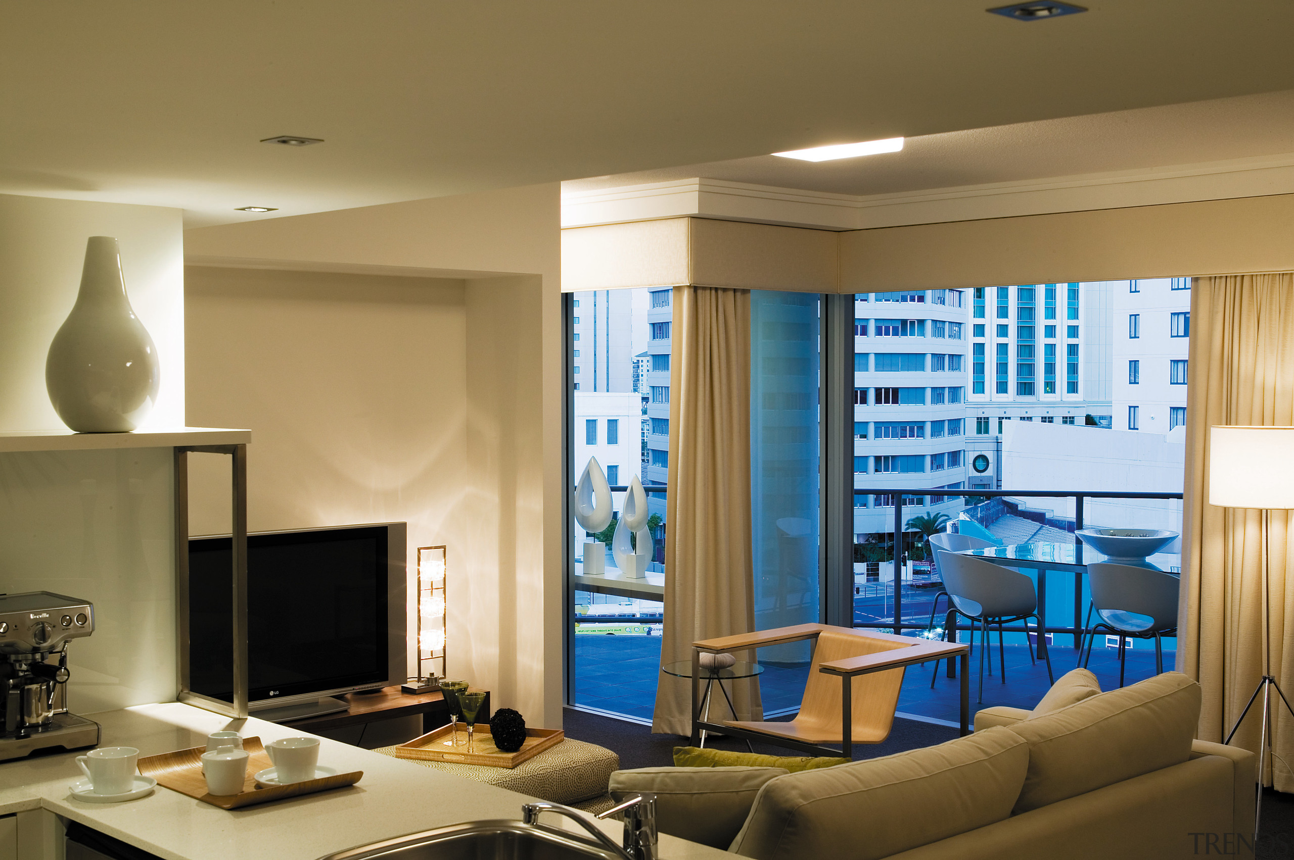 view of the interior of the HUB apartments ceiling, interior design, living room, room, window, brown