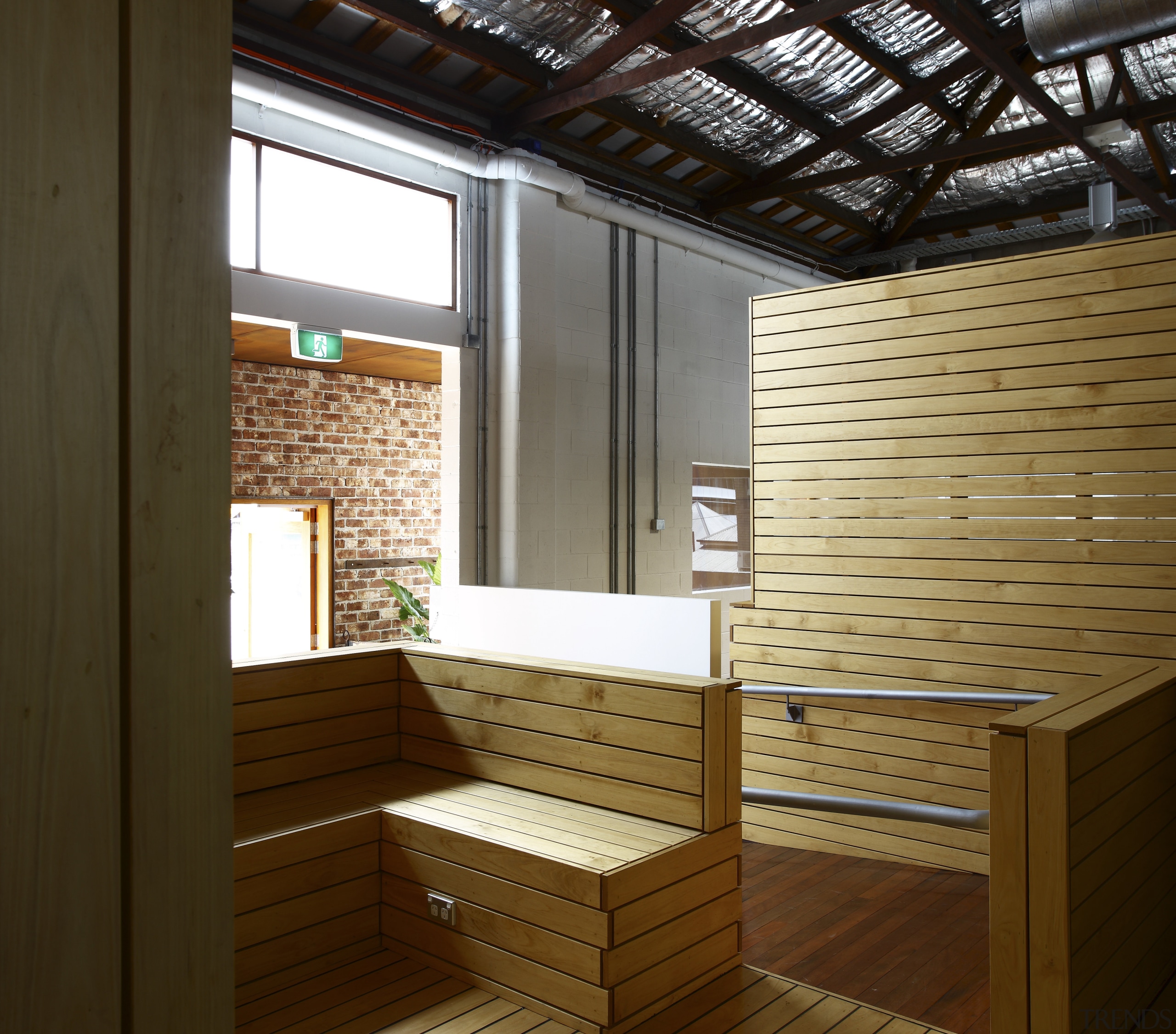 Interior view of office spaces at Light Space architecture, interior design, wood, brown