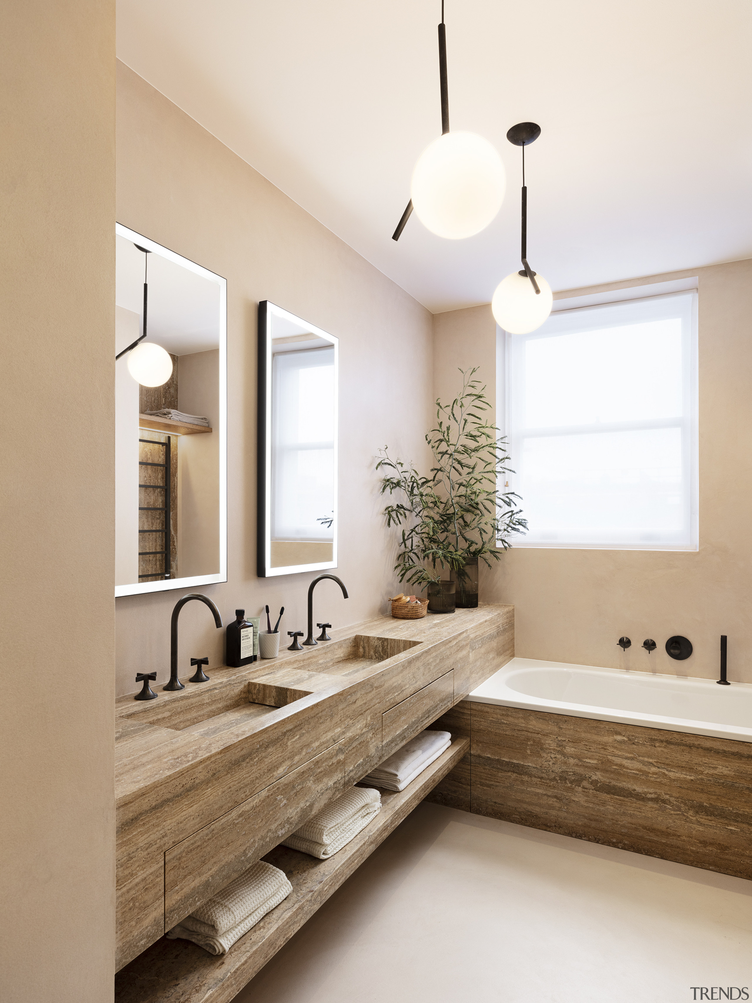 In the master ensuite, the double-basin and vanity 