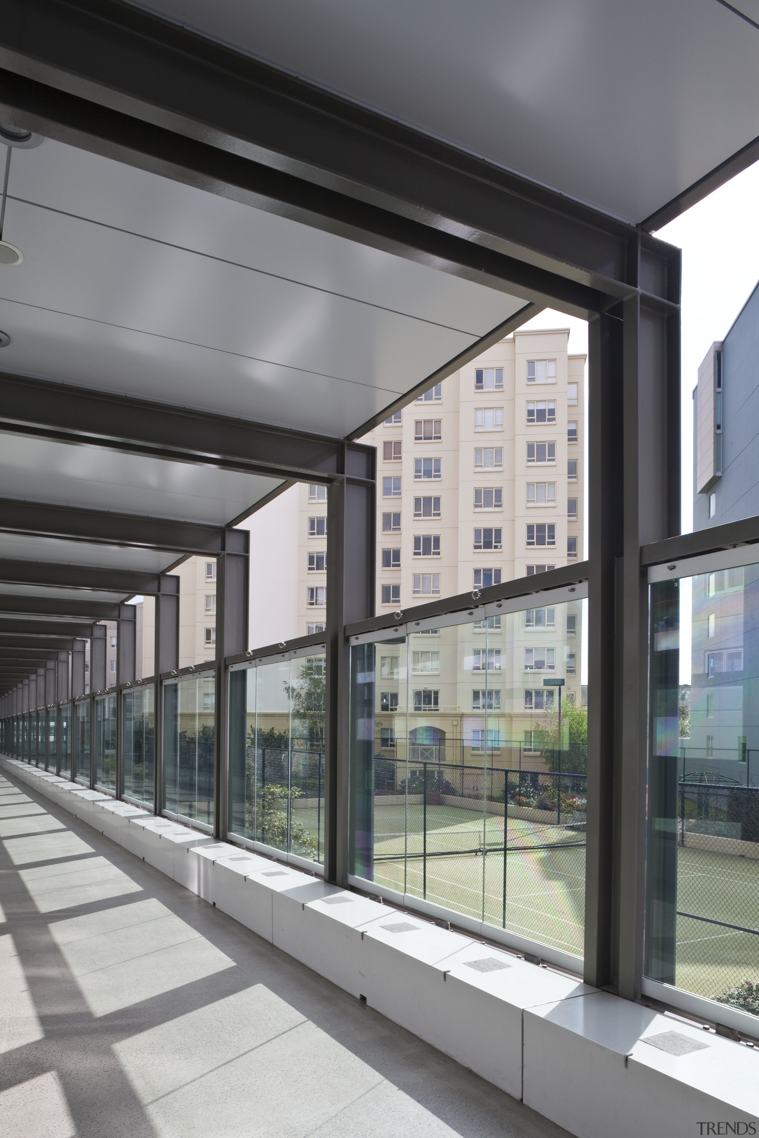 View of the renovated New Lynn Railway Station architecture, building, daylighting, facade, glass, metropolitan area, gray, black