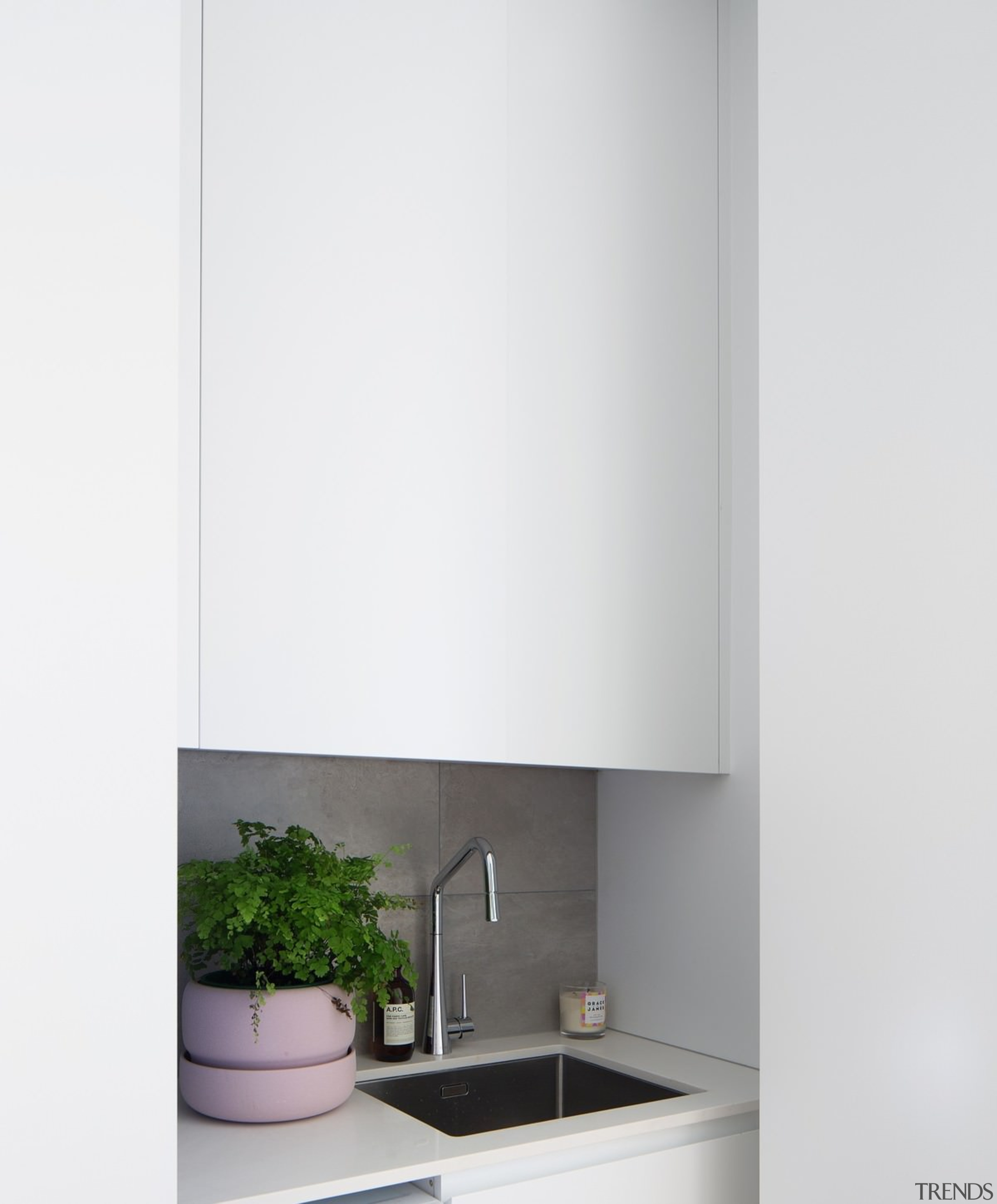 This sink nook is a clever use of bathroom accessory, bathroom cabinet, interior design, product, product design, tap, white