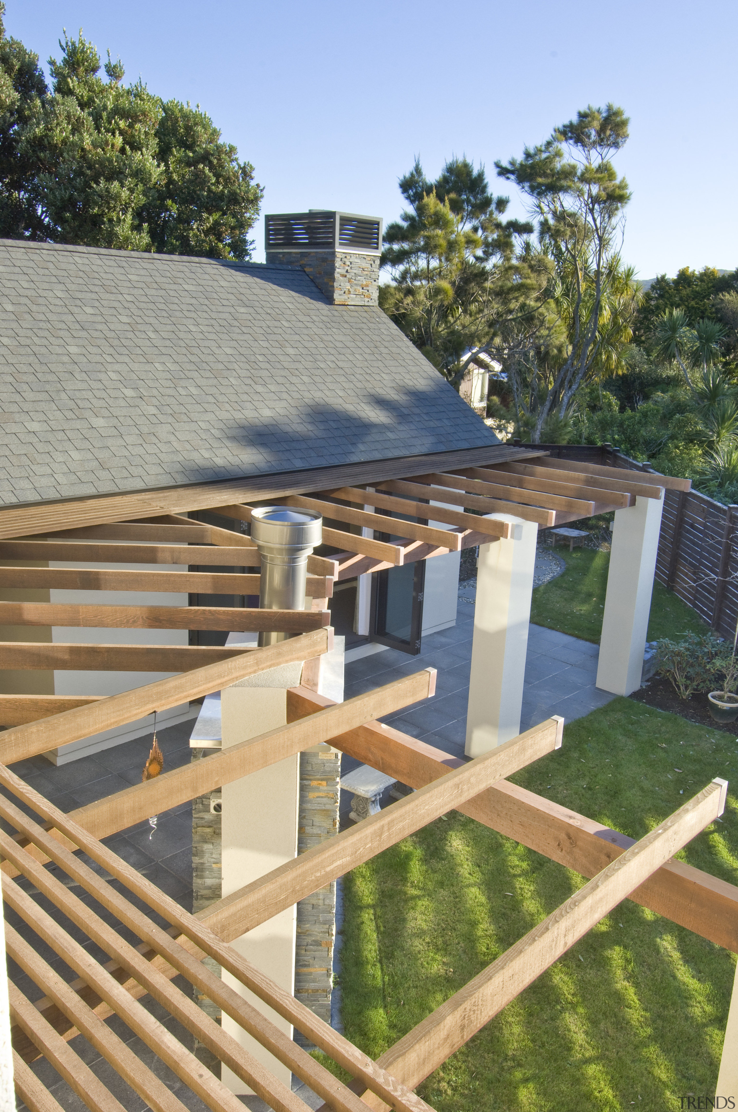 Exterior view of a home constructed by Walmsley house, outdoor structure, real estate, roof, wood