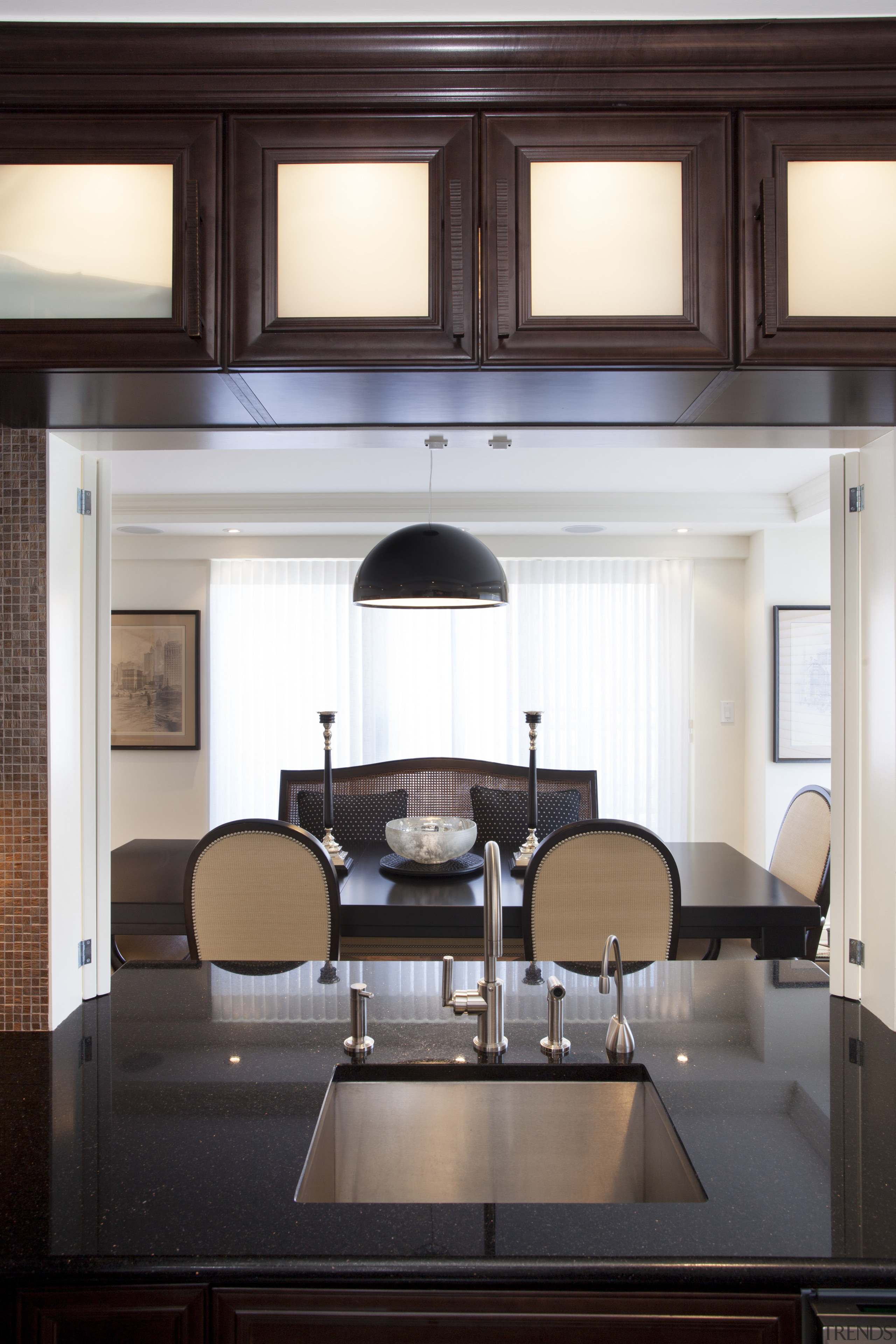 Small kitchen remodel by Alan Berman of Archetype ceiling, countertop, furniture, home, interior design, kitchen, living room, room, table, window, black, white