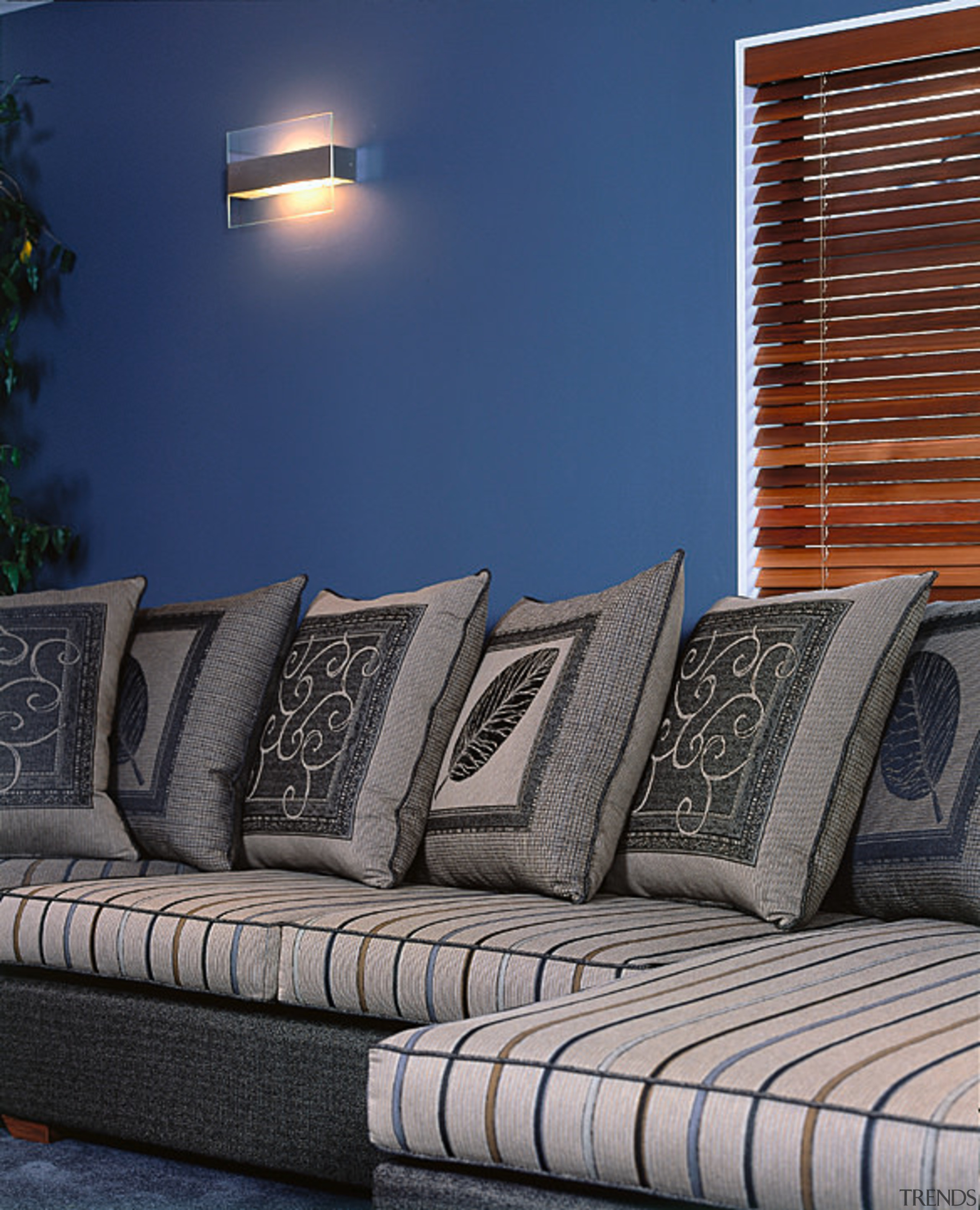 A view of the Key West sofa suite chair, couch, furniture, home, interior design, living room, wall, window, blue, gray