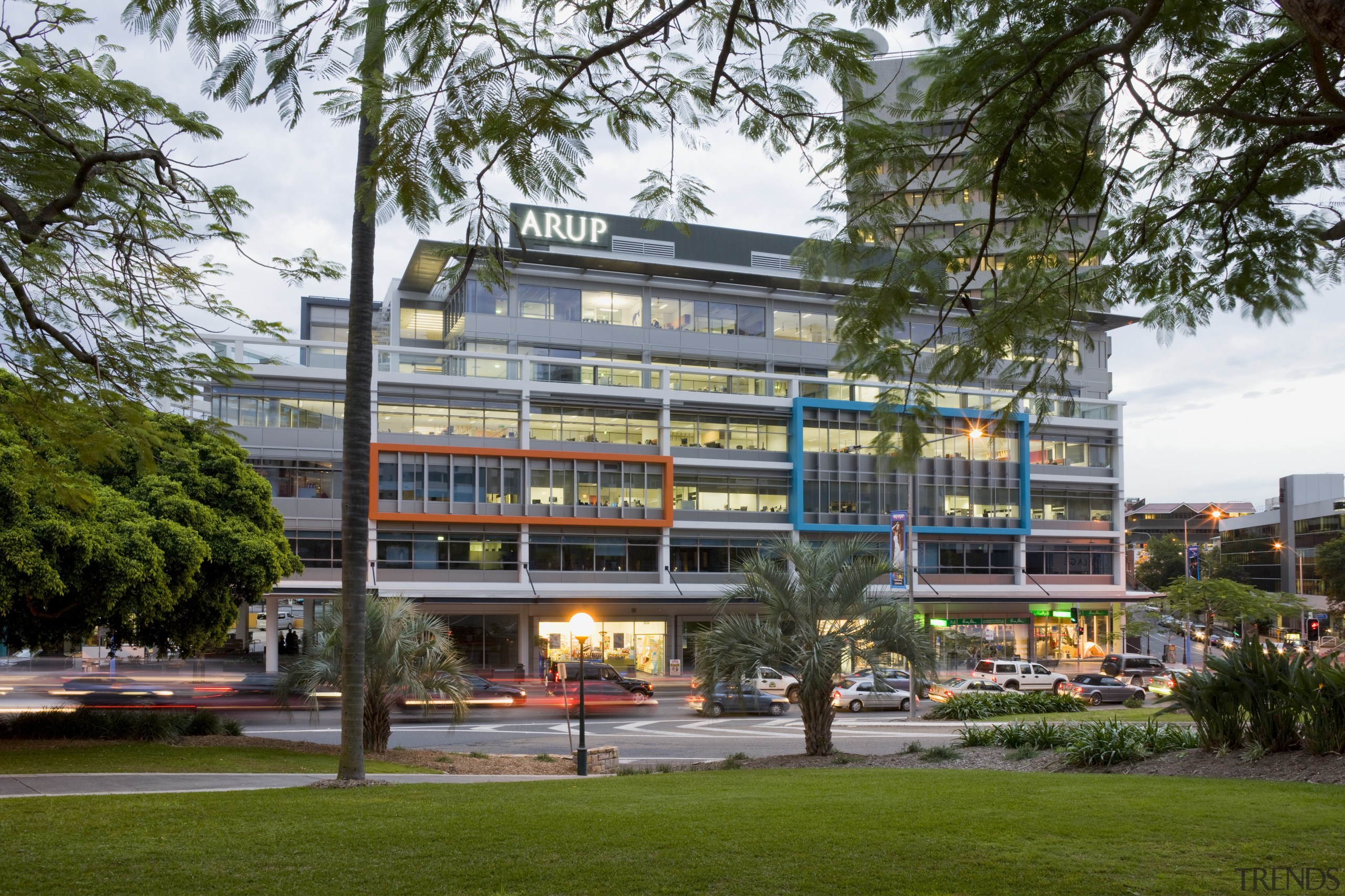 Image of the Centenary Square offices in Brisbane apartment, architecture, building, city, commercial building, condominium, corporate headquarters, hotel, metropolitan area, mixed use, real estate, tree, brown