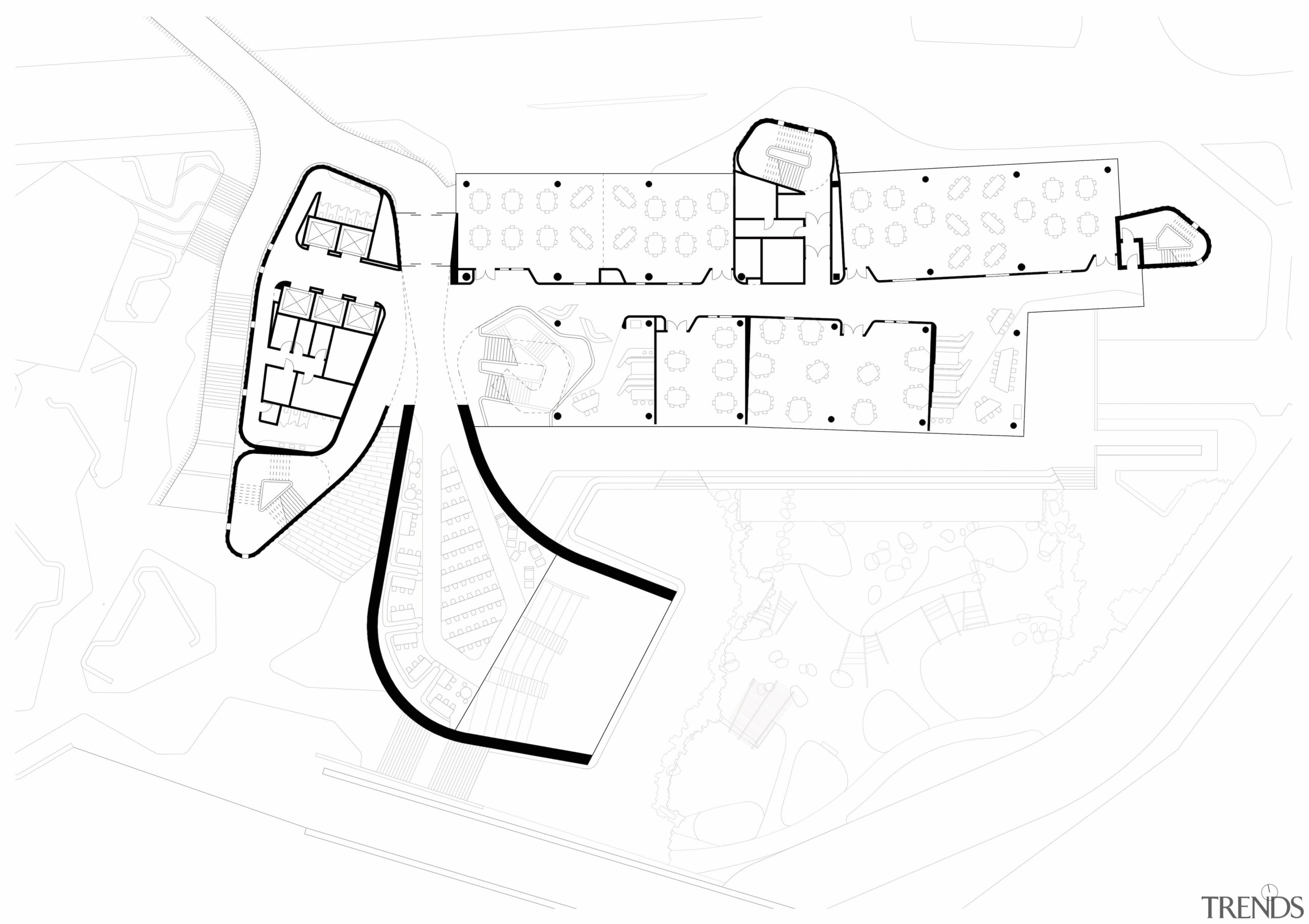 The layout of the forward-looking law building. 