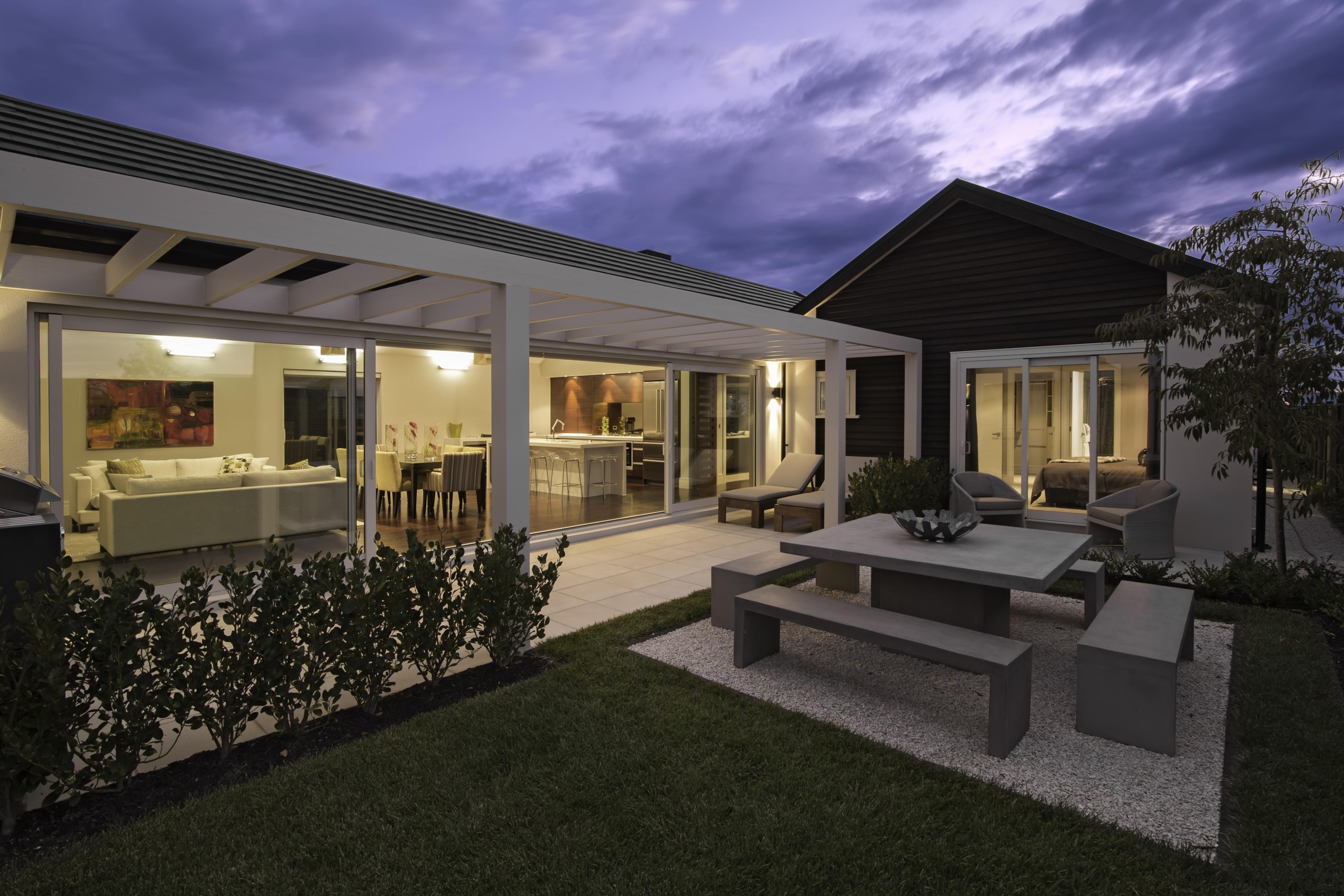 042frame house 2 - Frame_house_2 - architecture | architecture, backyard, elevation, estate, facade, home, house, interior design, lighting, property, real estate, residential area, window, black