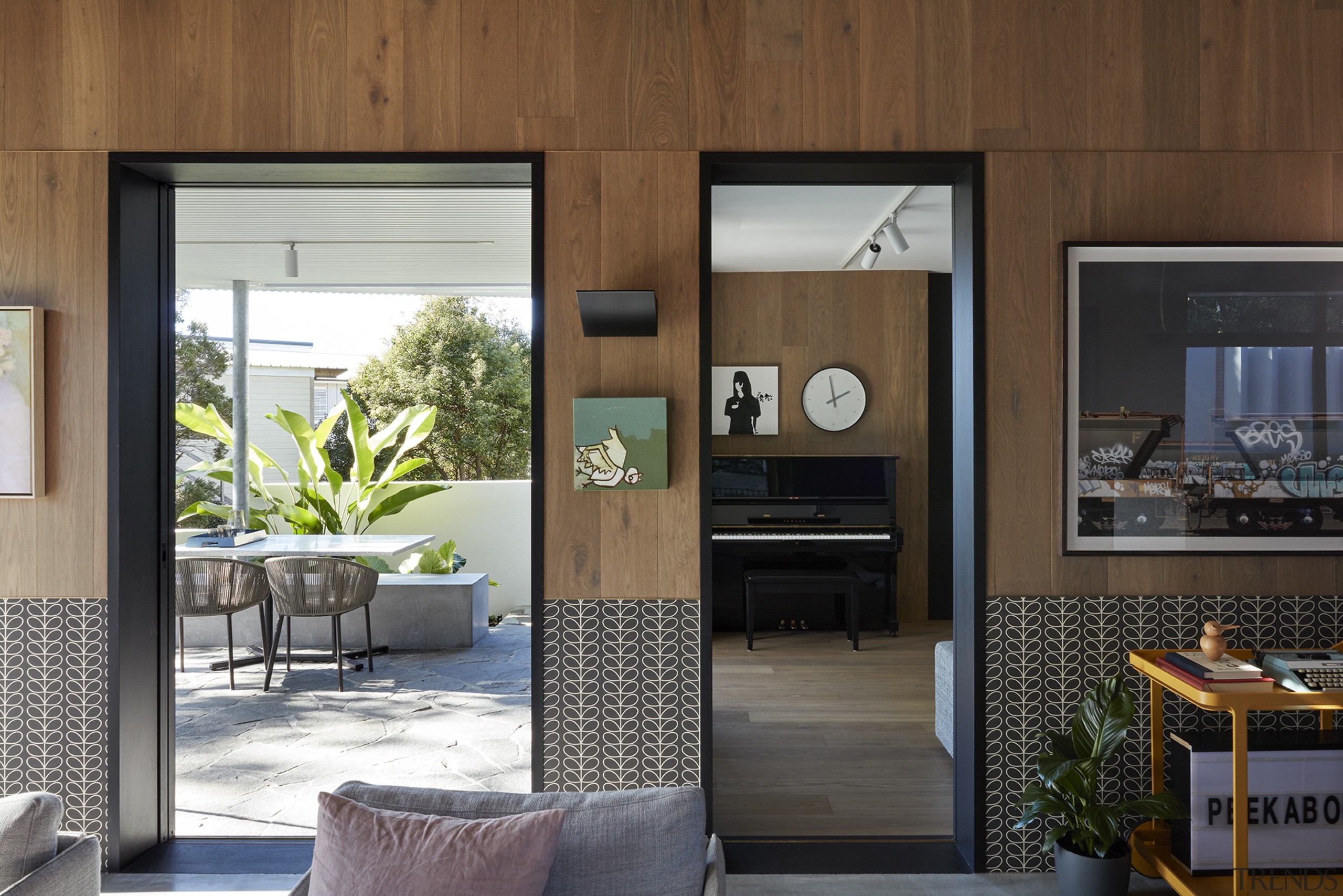 Outdoor living to the left and family room 