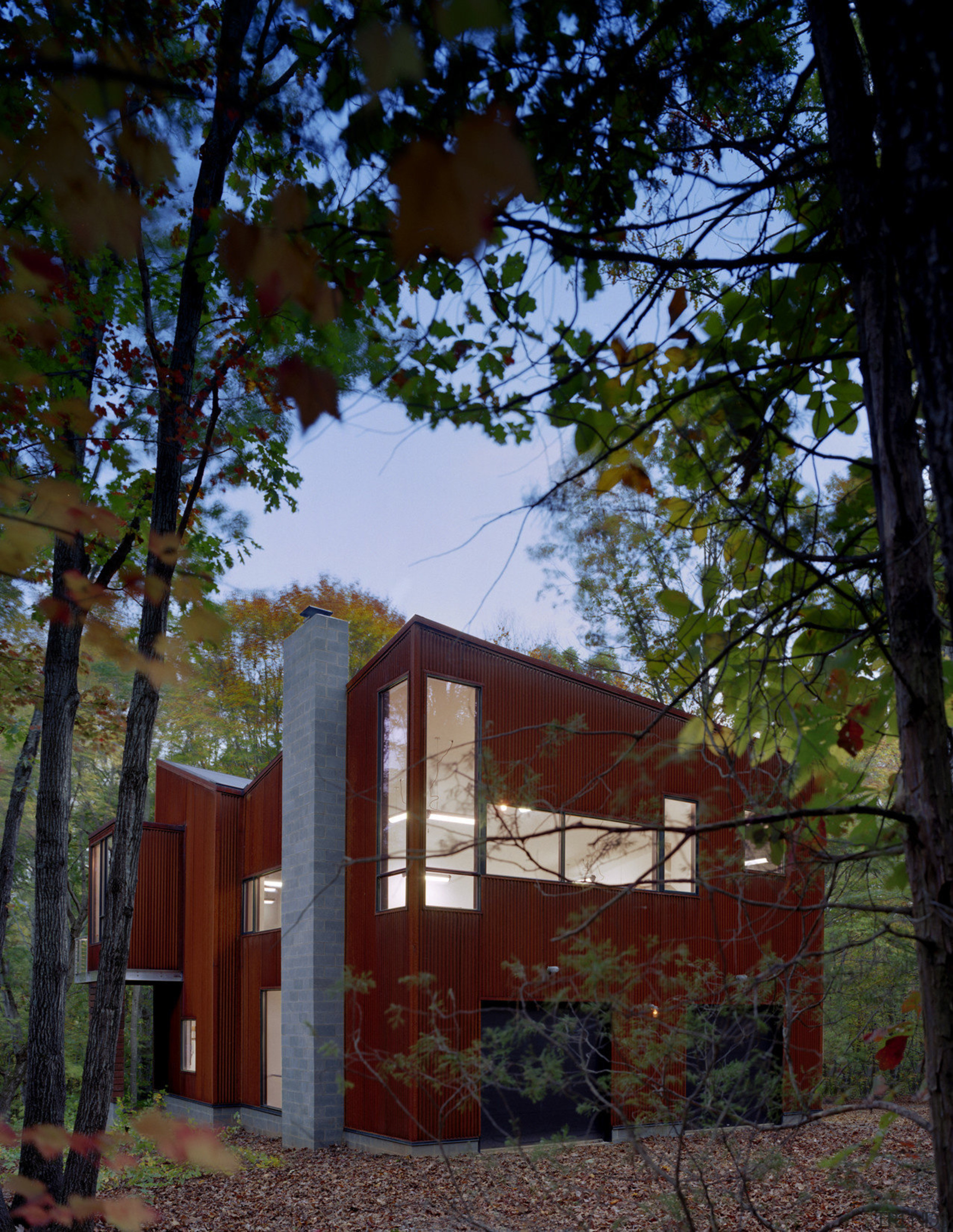 Exterior view of this contemporary remodeled home - architecture, building, cottage, facade, home, house, leaf, plant, property, real estate, residential area, tree, window