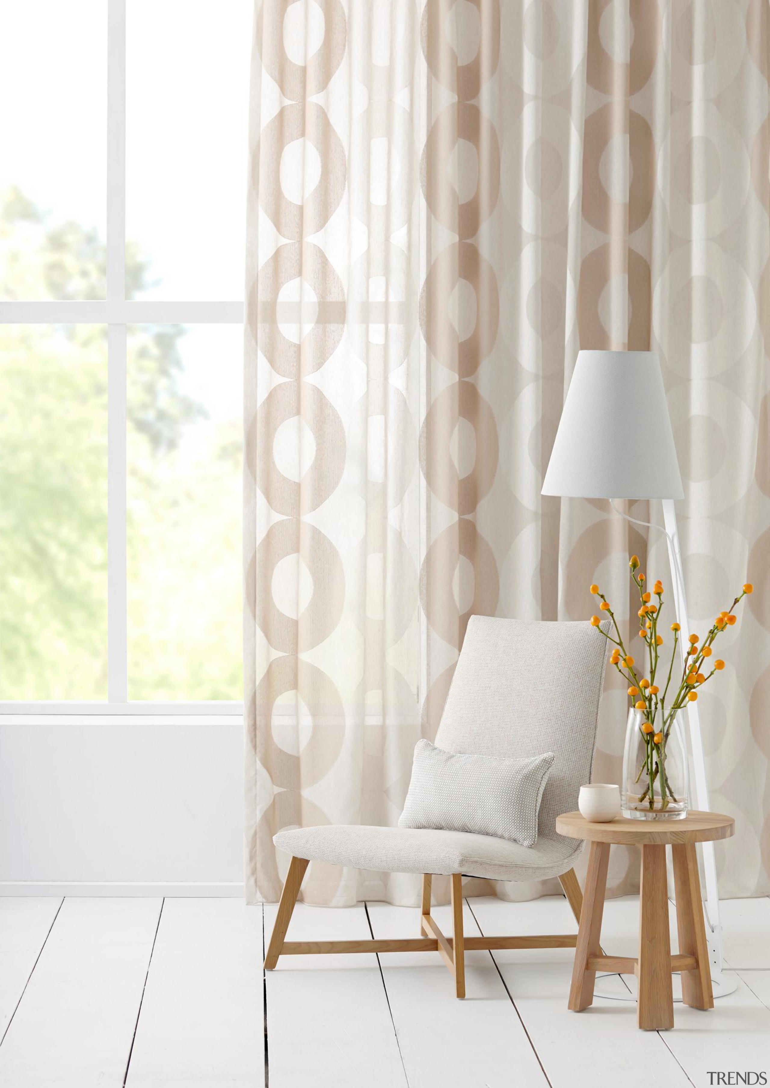 Horizon sheer drapery fabric - Horizon - chair chair, curtain, decor, floor, interior design, living room, product design, table, wall, wallpaper, window, window covering, window treatment, white