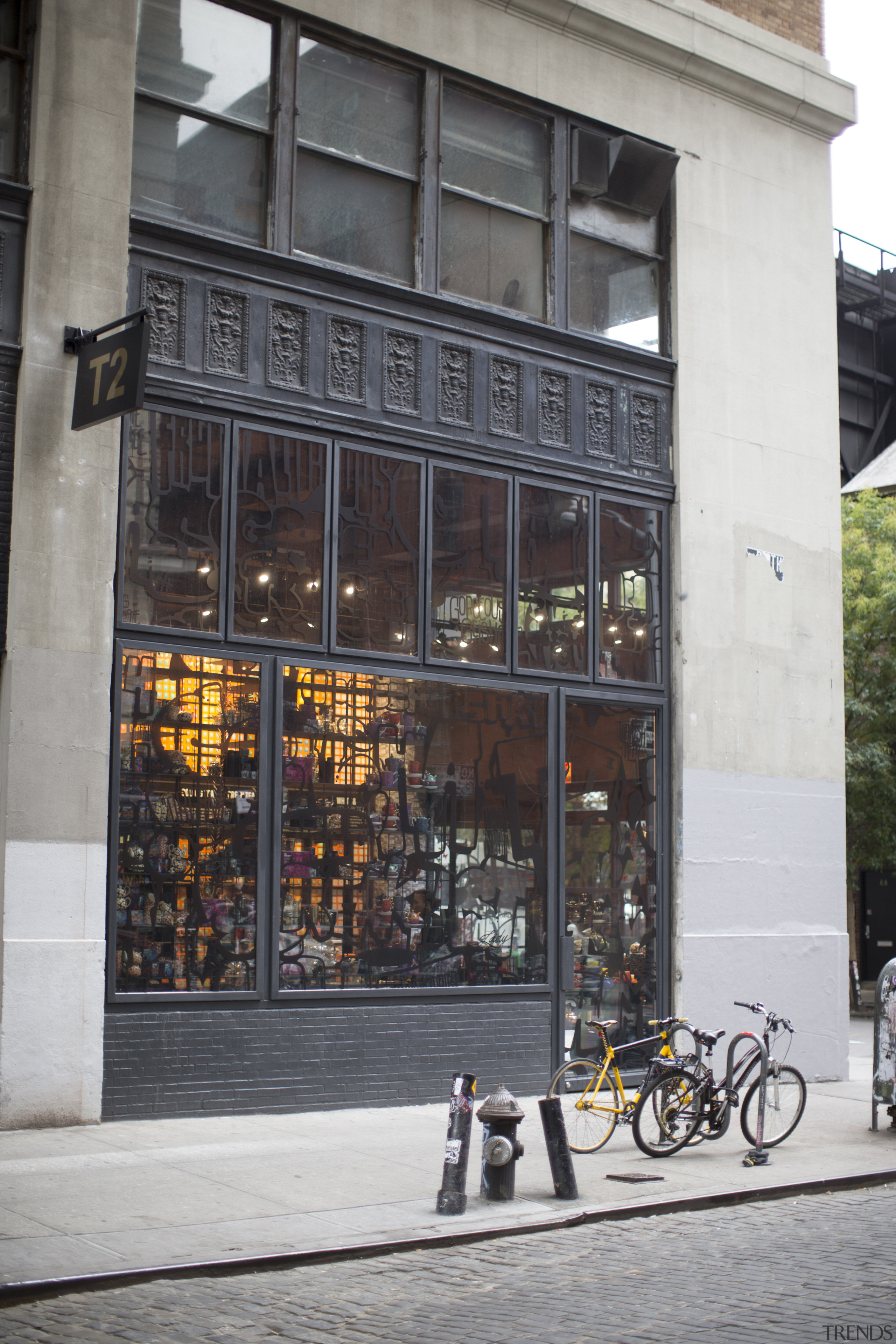 The new T2 store in Soho, New York building, city, facade, street, window, gray, black