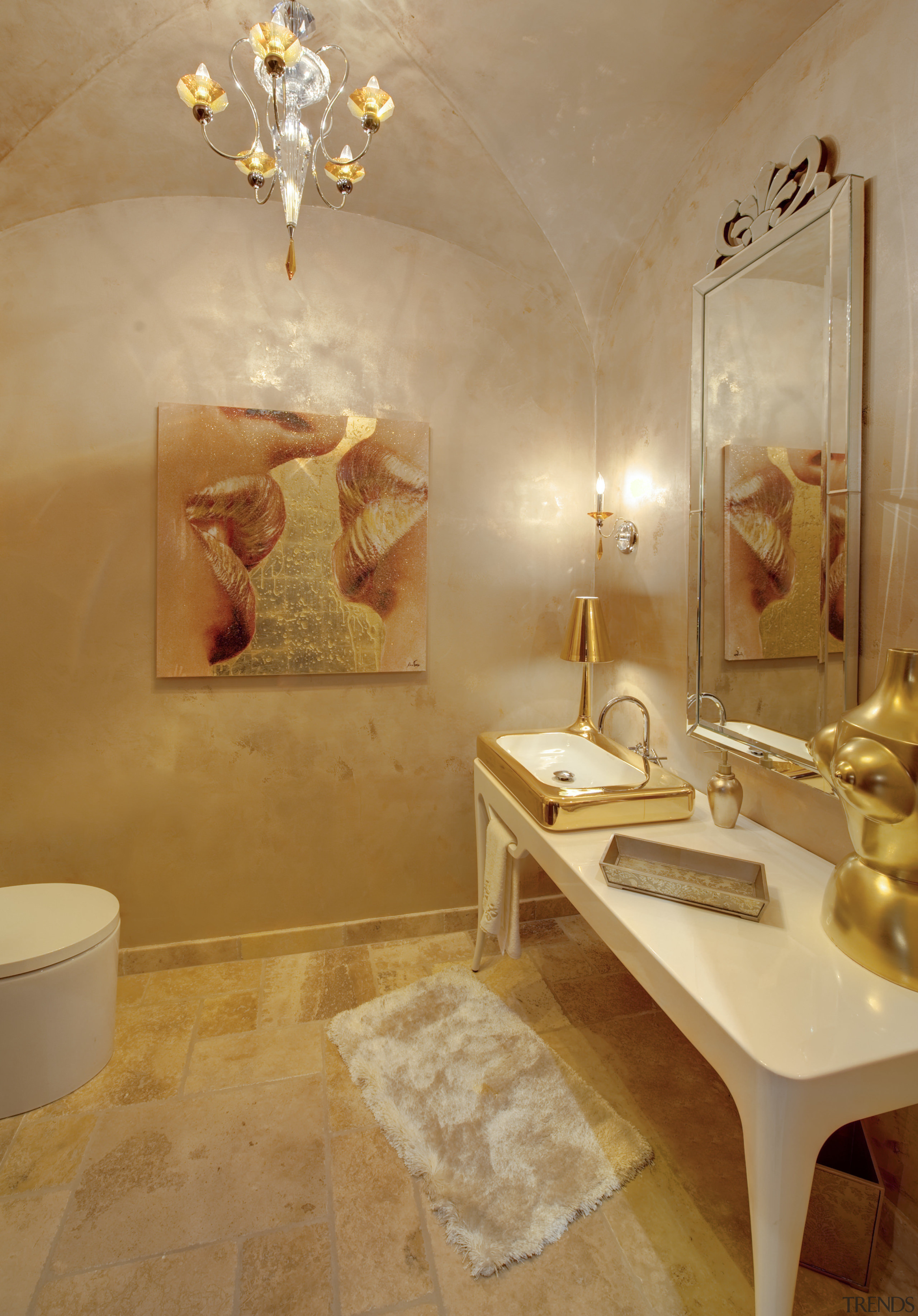 View of ensuite. - View of ensuite. - bathroom, ceiling, floor, flooring, home, interior design, room, suite, tile, wall, orange, brown