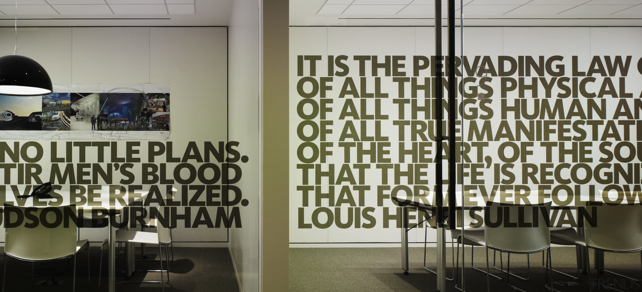 View of the Sullivan Center - View of design, exhibition, furniture, interior design, gray, black