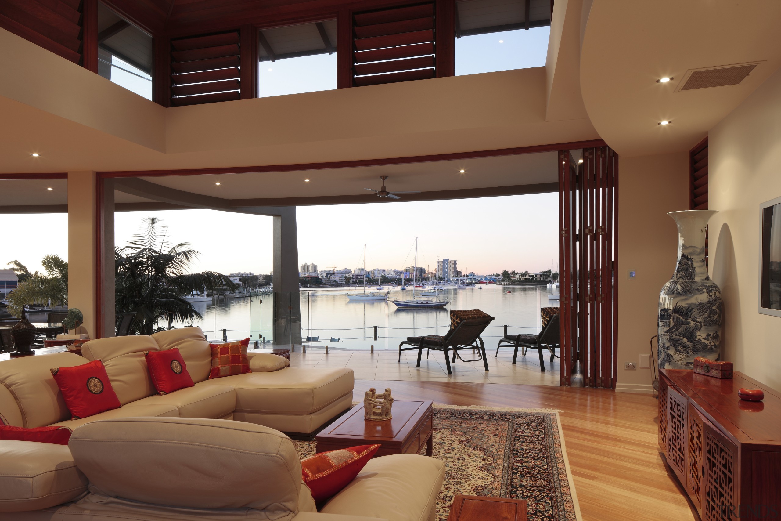 View of the main living room of this ceiling, estate, interior design, living room, property, real estate, room, window, brown
