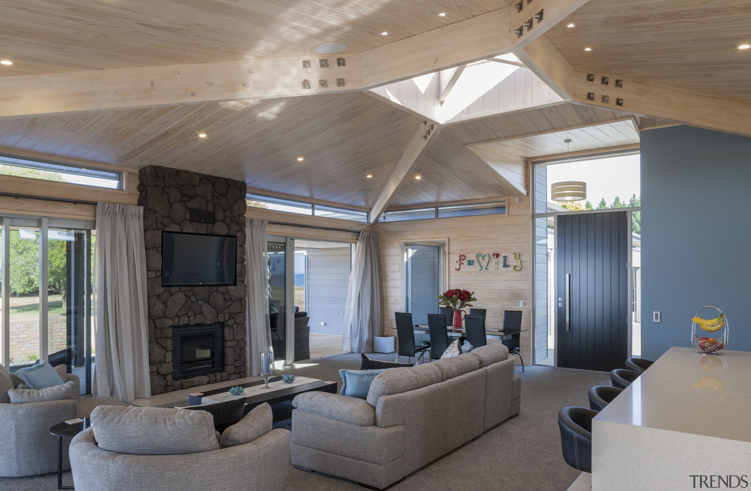 Lockwood Home built by Peter Richards - Lockwood ceiling, daylighting, estate, house, interior design, living room, lobby, real estate, gray