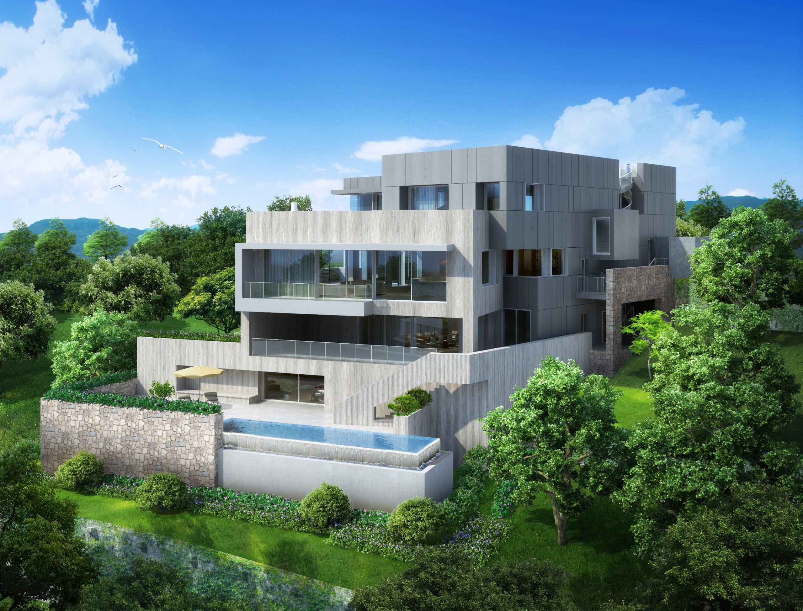 Tsao &amp; McKown Rendering - Premia - apartment apartment, architecture, building, condominium, corporate headquarters, elevation, estate, home, house, mixed use, property, real estate, residential area, villa, green