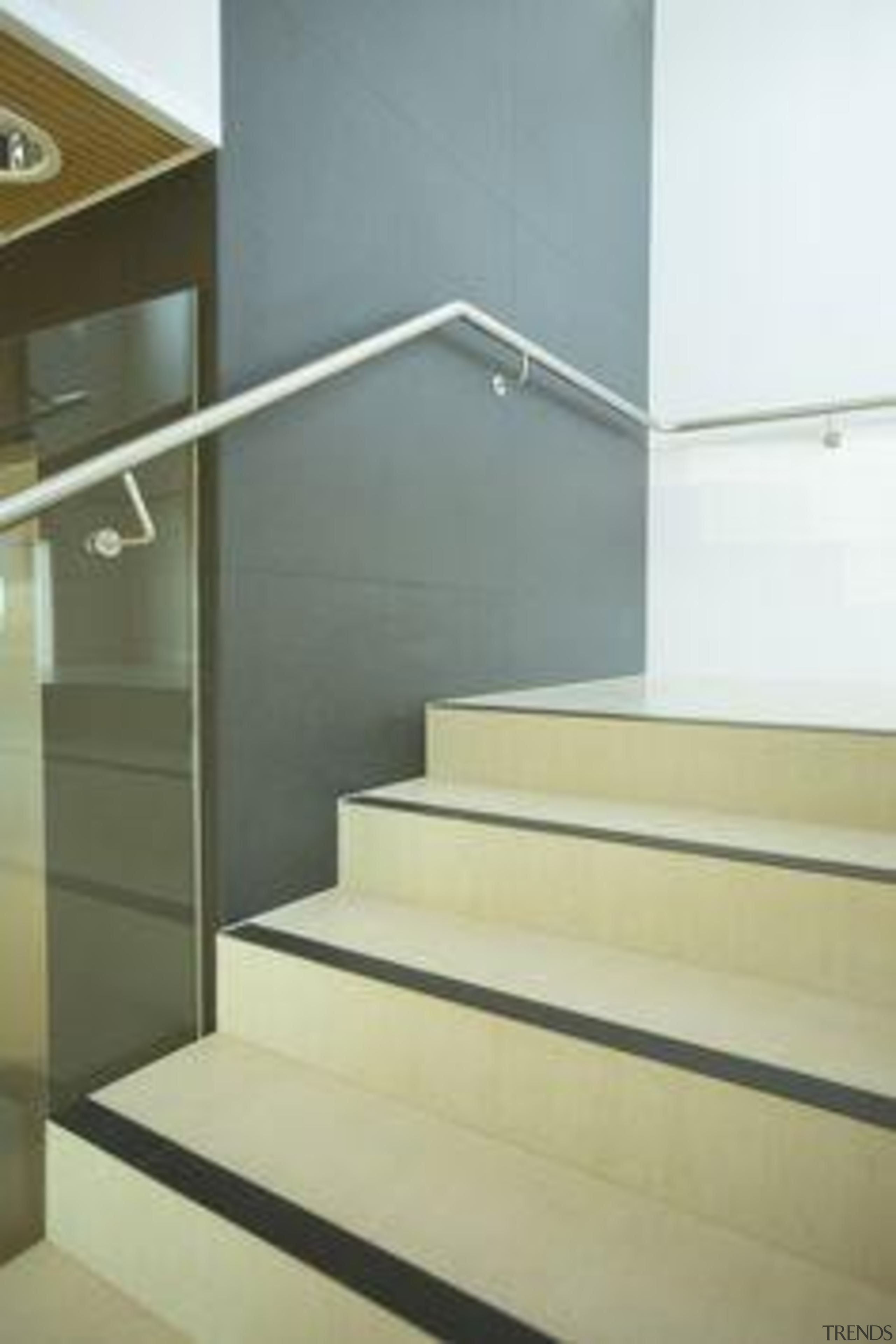 Wall featuring Naturali basalto vena scura and Floor daylighting, floor, glass, handrail, product design, stairs, yellow