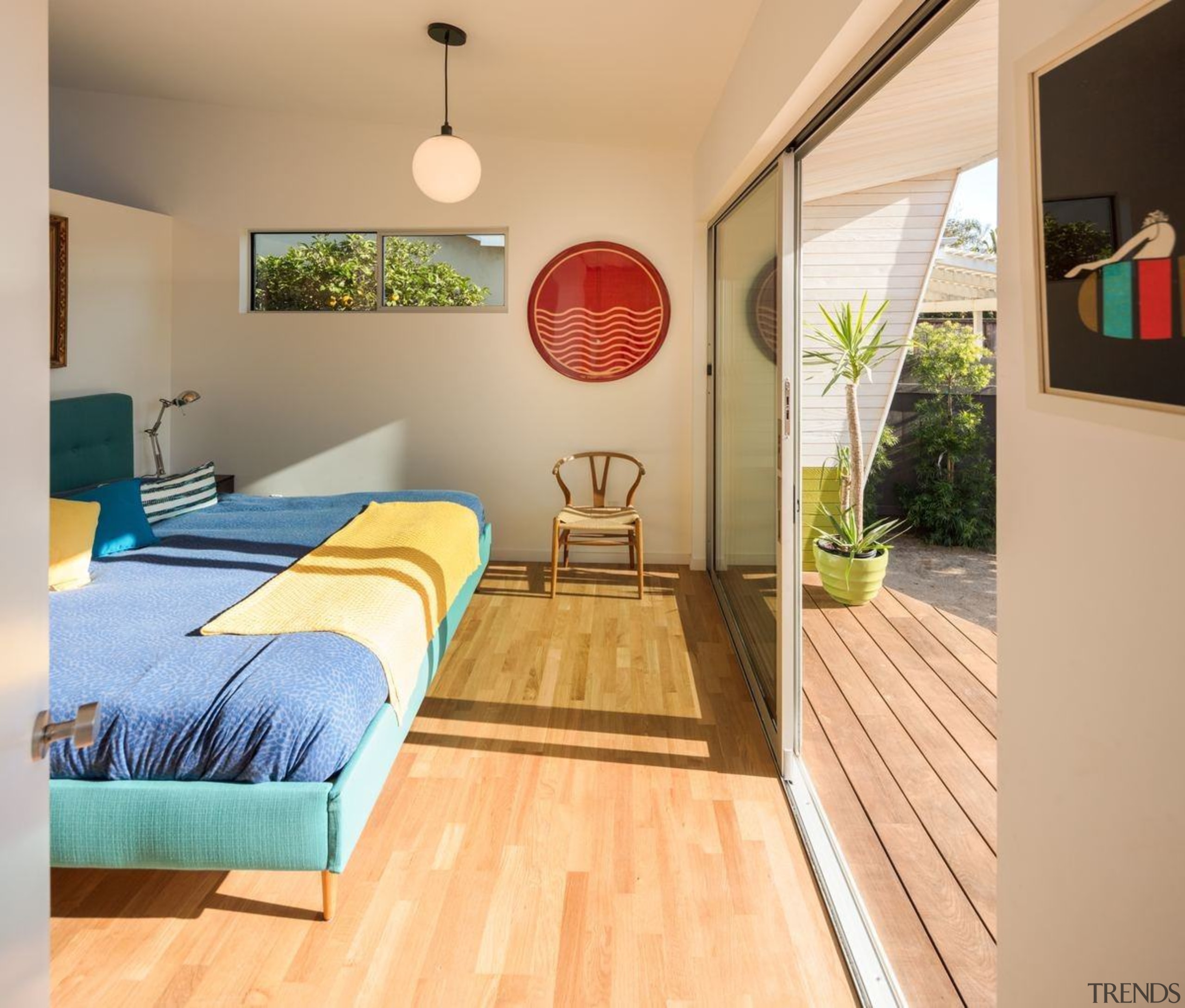 Architect: Surfside ProjectsPhotography by Darren Bradley bedroom, ceiling, floor, flooring, hardwood, home, house, interior design, laminate flooring, property, real estate, room, wall, window, wood, wood flooring, orange