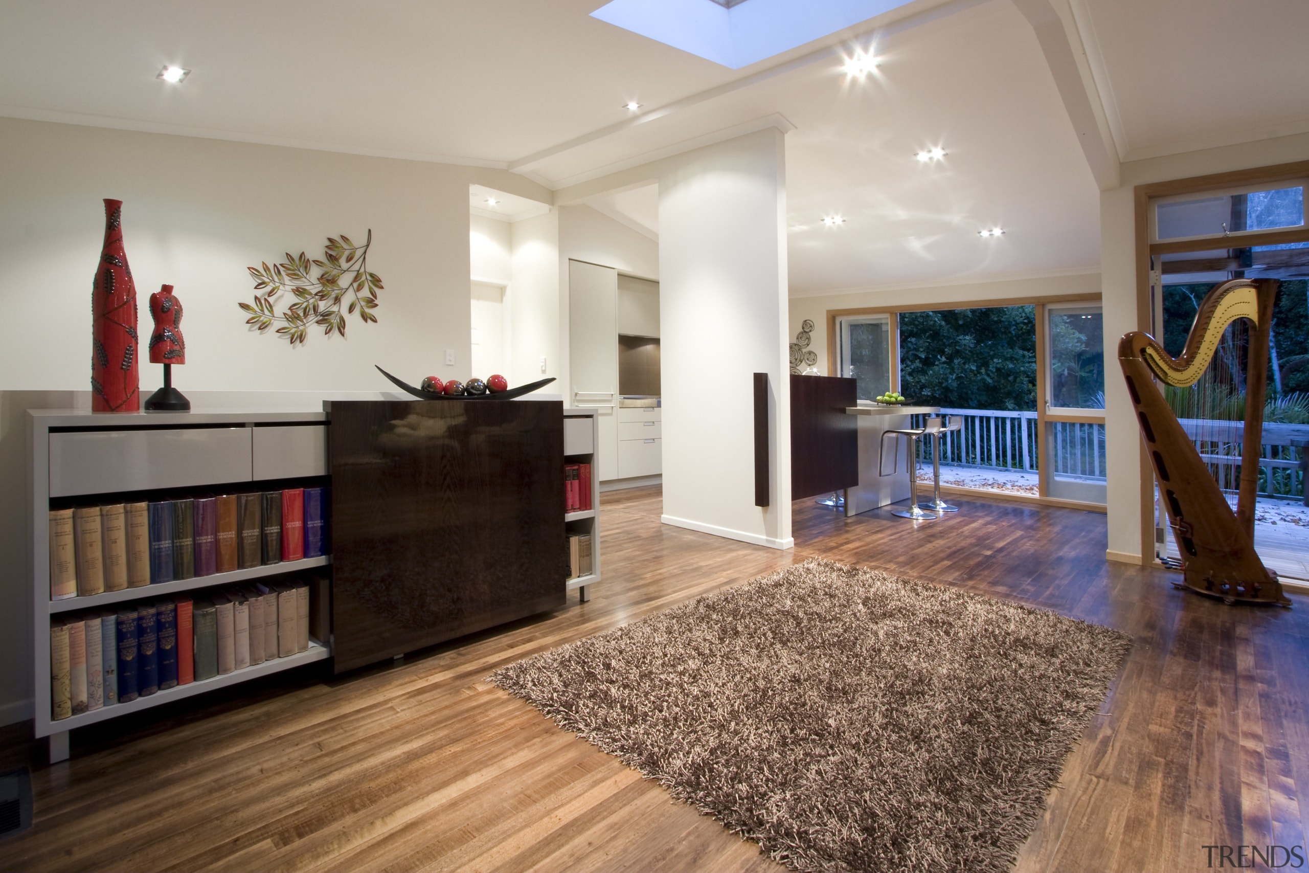 View of a kitchen designed by Toni Roberts ceiling, estate, floor, flooring, hardwood, home, interior design, living room, lobby, property, real estate, room, wood, wood flooring, gray