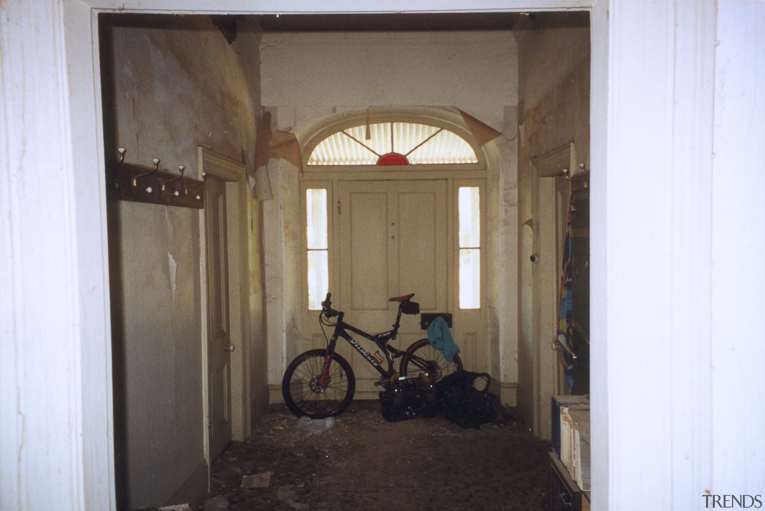 Before renovation, the homestead was badly neglected, but door, home, house, property, wall, window, wood, white, brown