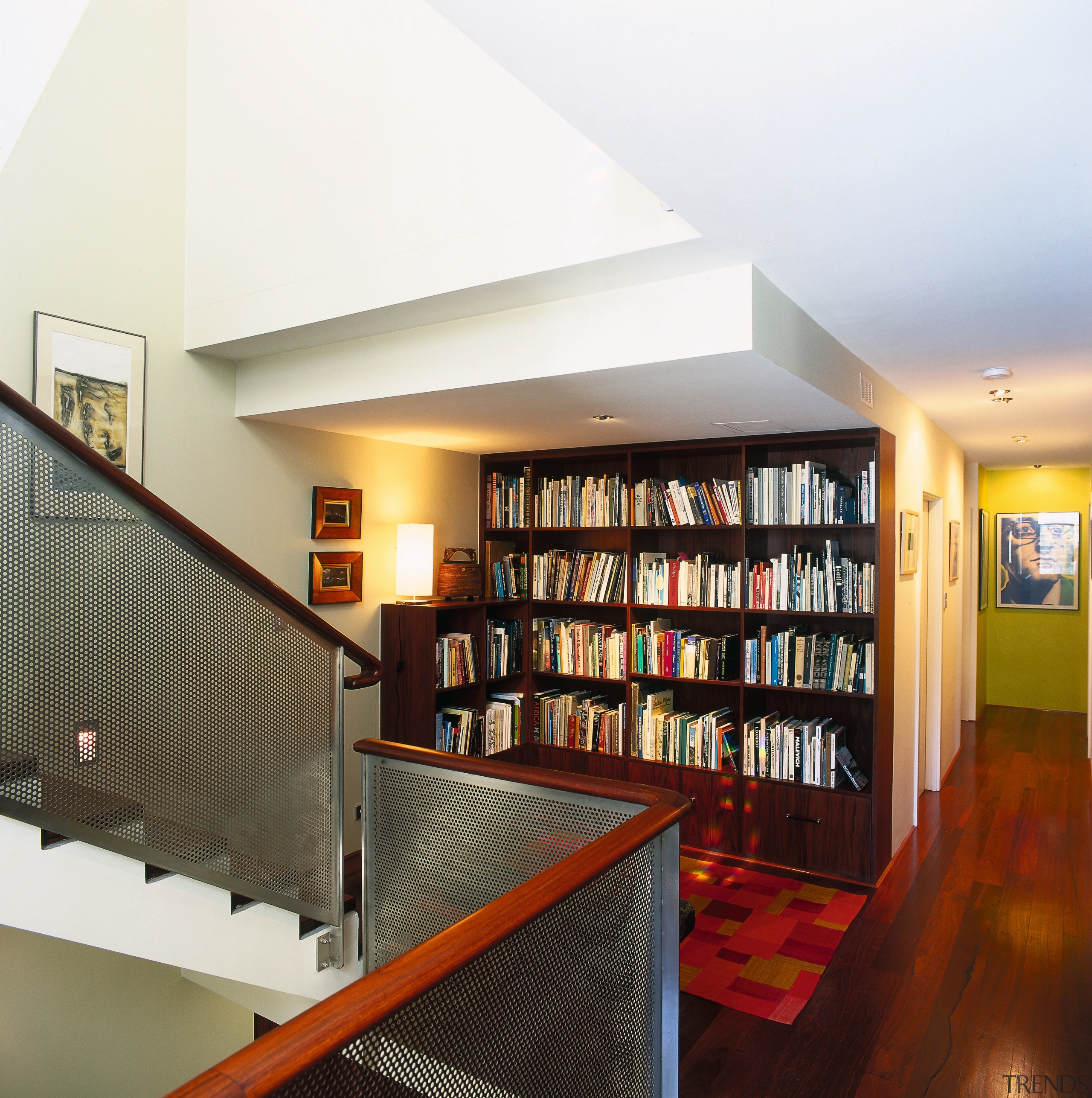 view of the library on the first floor ceiling, interior design, library, lobby, real estate, white