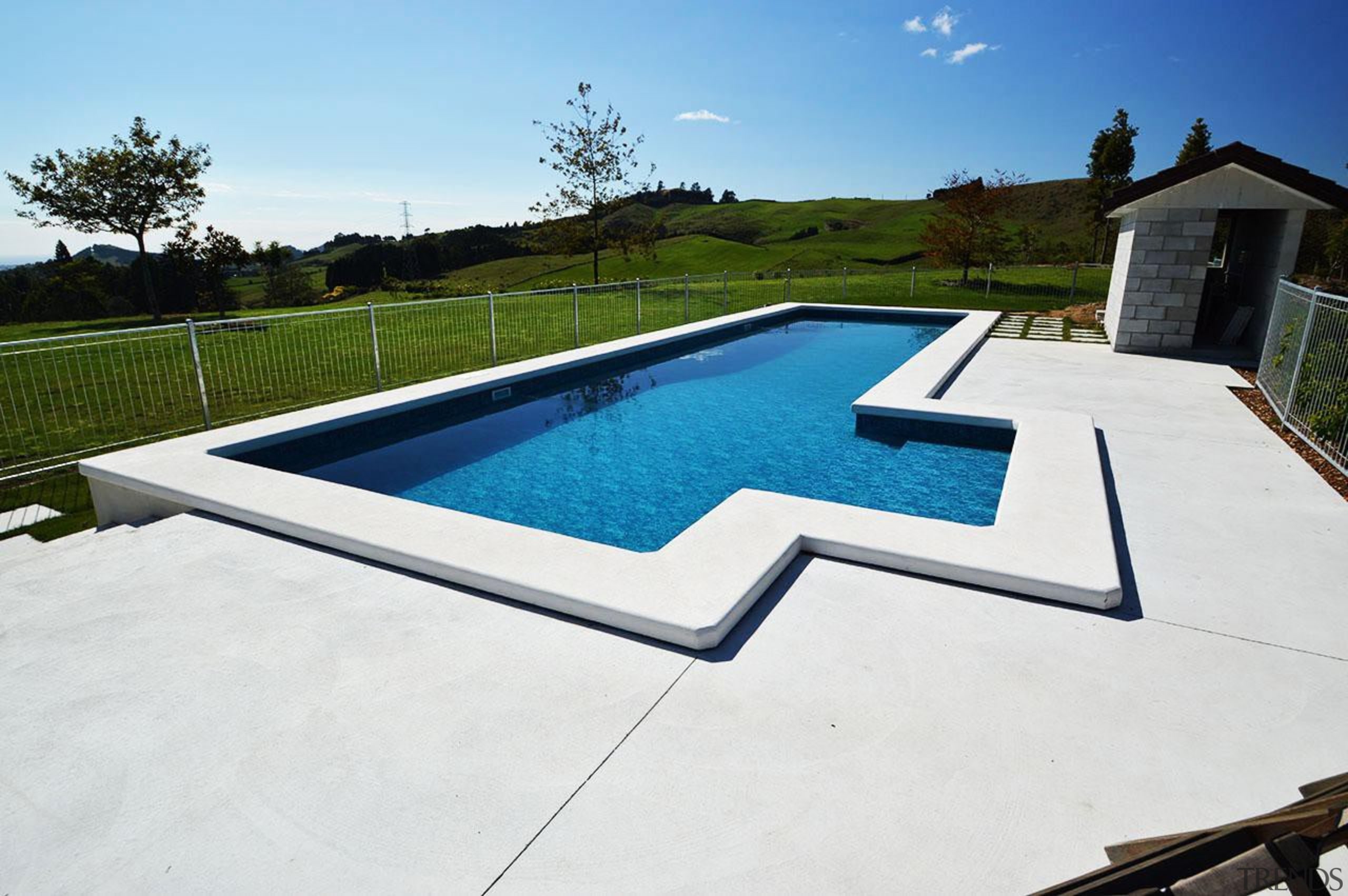 Gold Award recipient for Residential Swimming Pools under backyard, daylighting, estate, house, leisure, outdoor furniture, property, real estate, roof, sunlounger, swimming pool, water, white