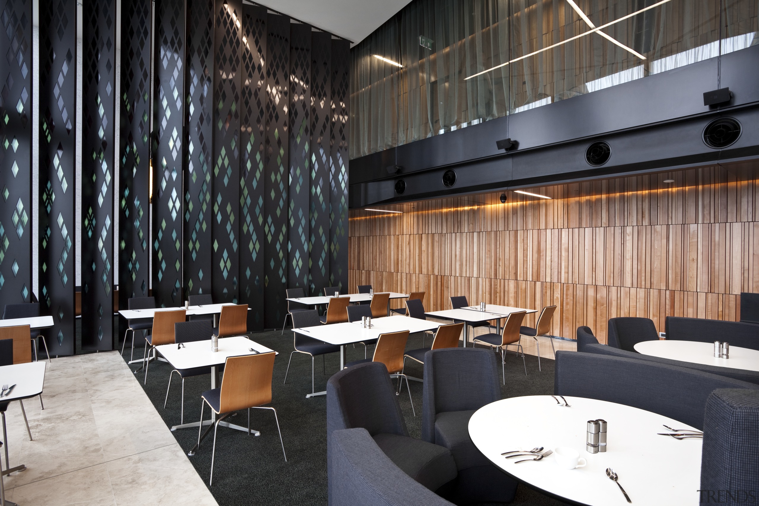 View of public space in the Novotel Auckland furniture, interior design, restaurant, black