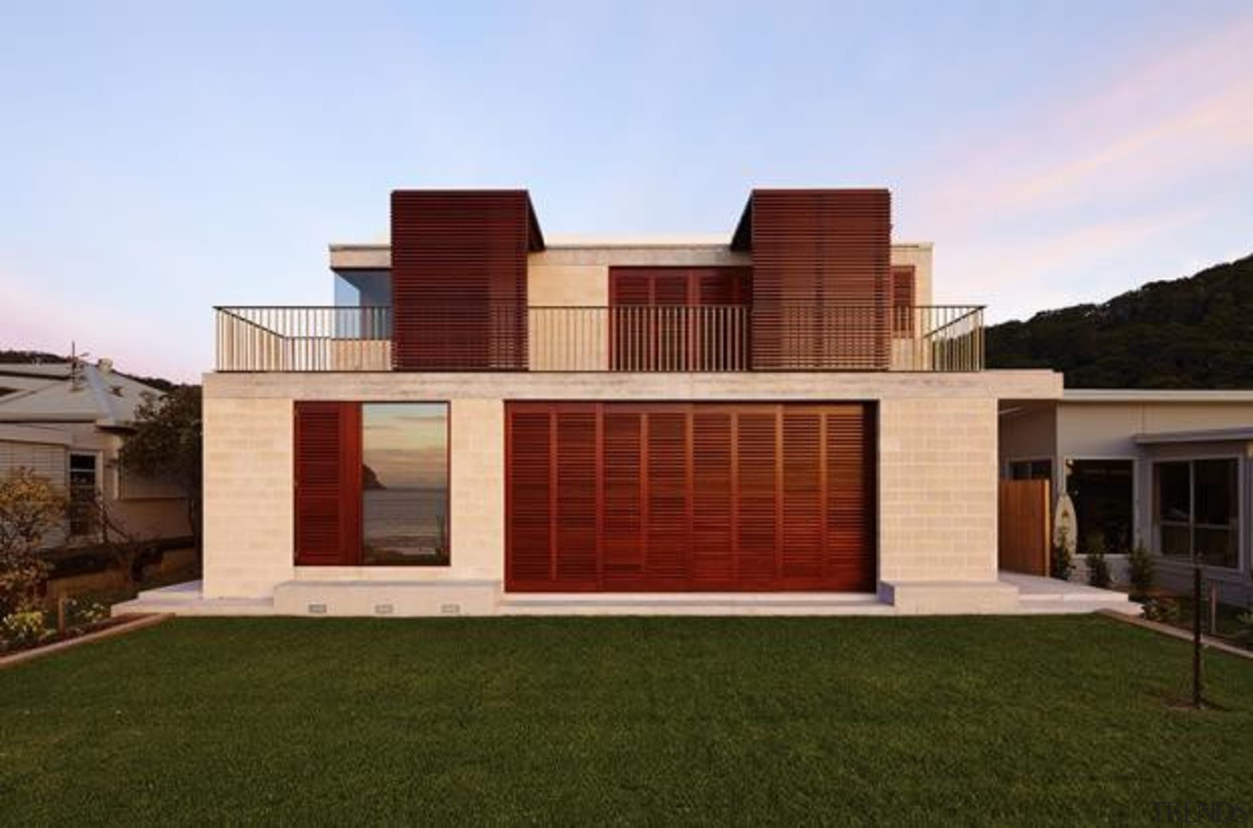 The Block House, Pearl Beach, AustraliaPorebski Architects architecture, building, elevation, estate, facade, home, house, official residence, property, real estate, residential area, siding, window, brown, teal