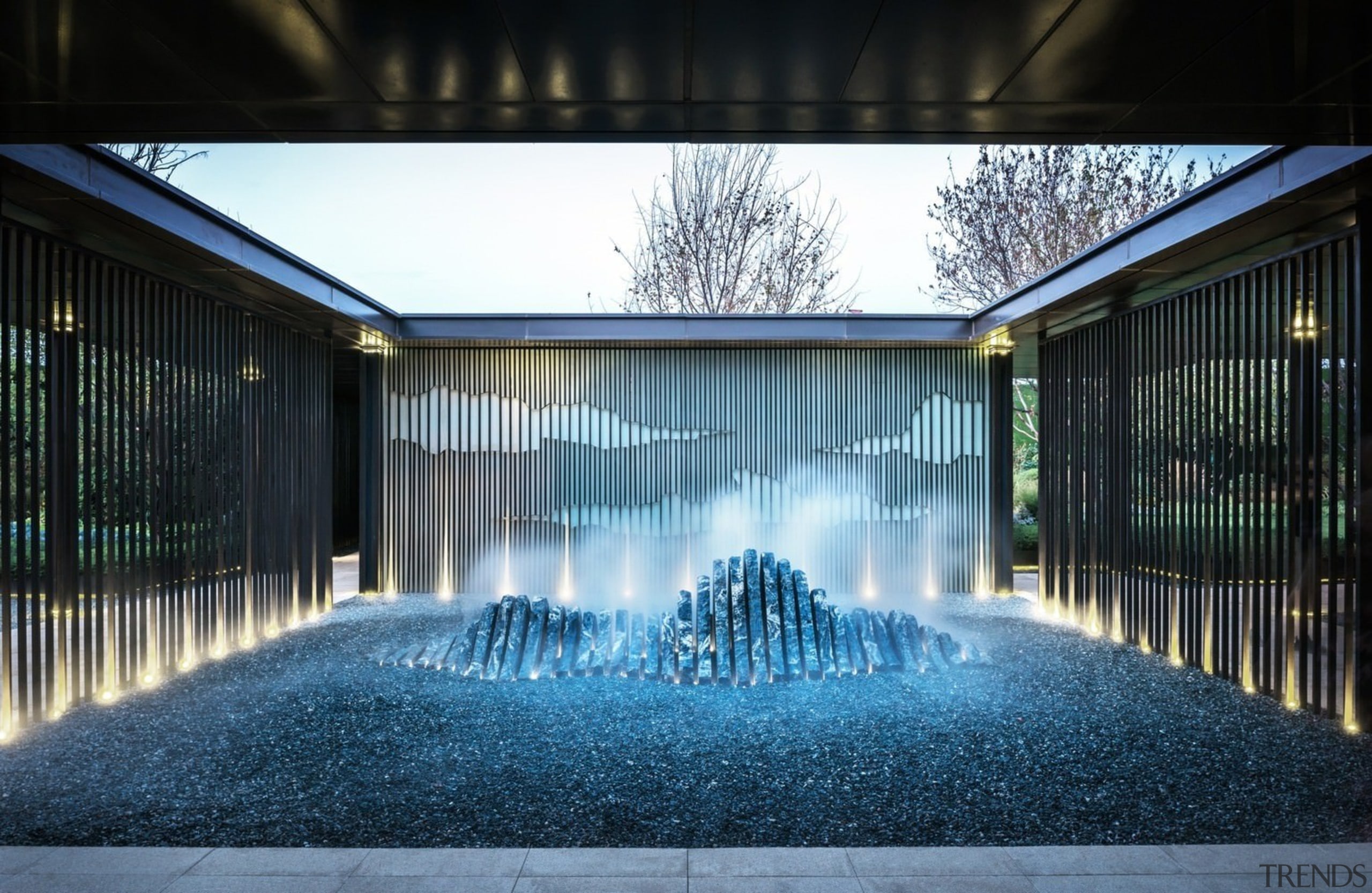 Vanke Park Mansion 'True Love' – FLOscape Landscape architecture, facade, home, house, light, lighting, reflection, residential area, sunlight, water, water feature, black