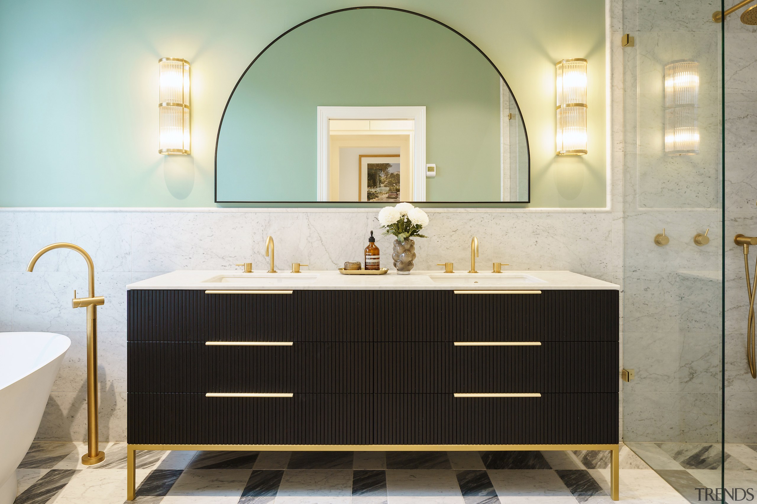 Classic meets modern in the custom master bathroom 