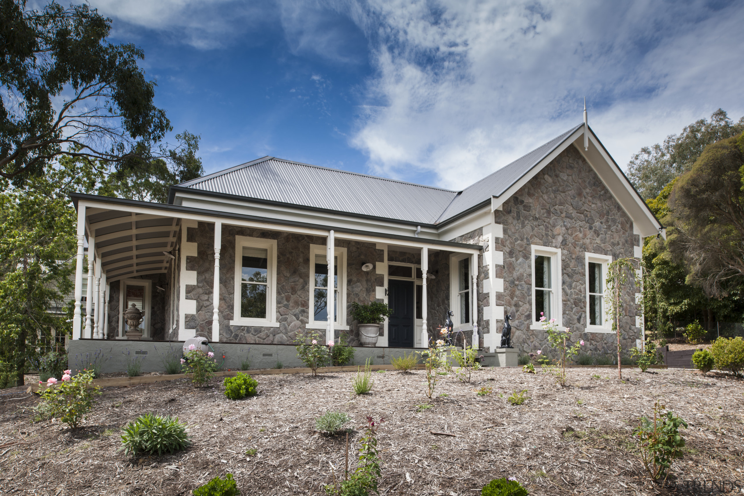 Stone cottage-style new home - Stone cottage-style new cottage, elevation, estate, facade, farmhouse, home, house, landscape, property, real estate, siding, gray