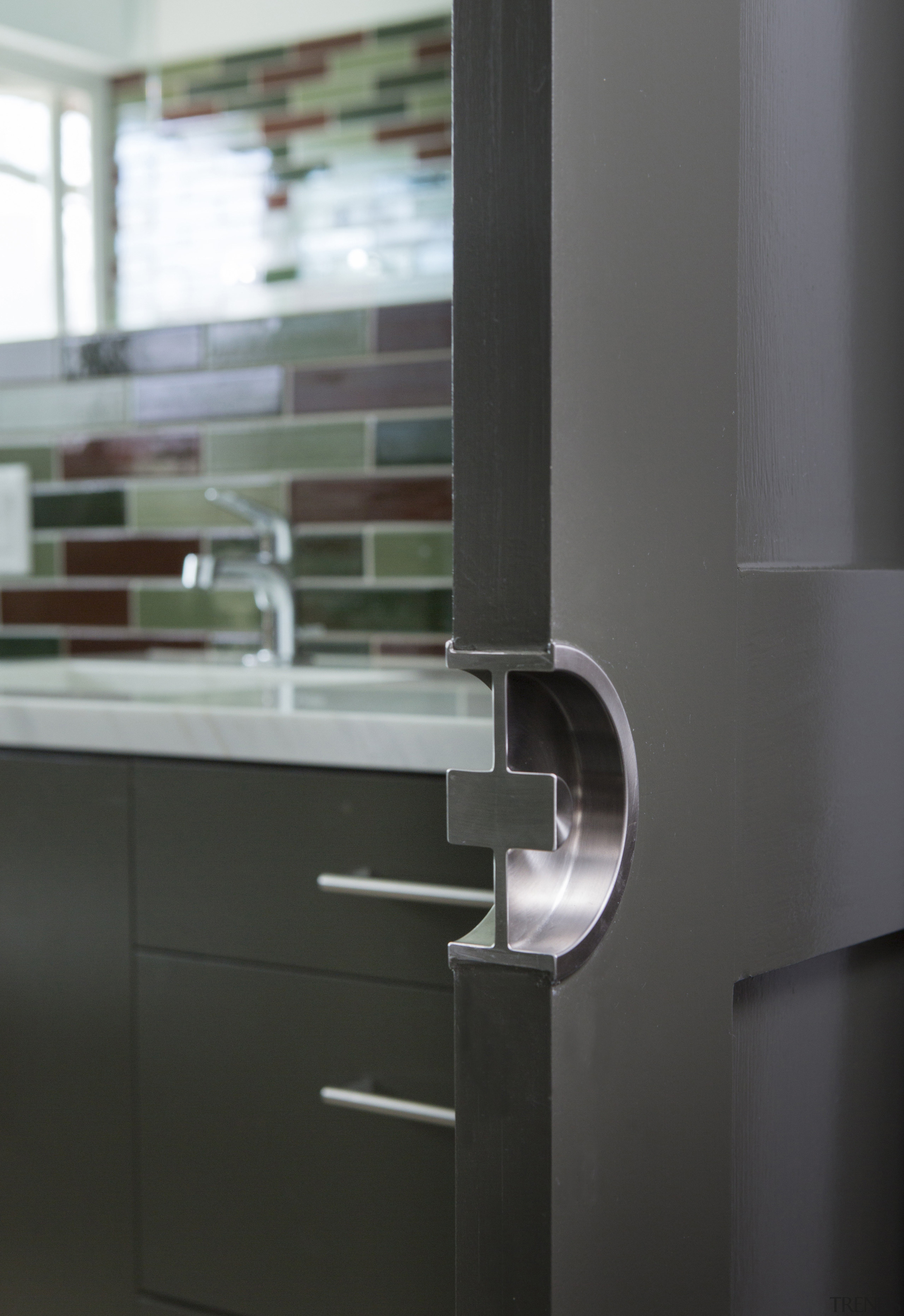 Small bathroom transformed with handmade tiles  - glass, product, product design, black, gray