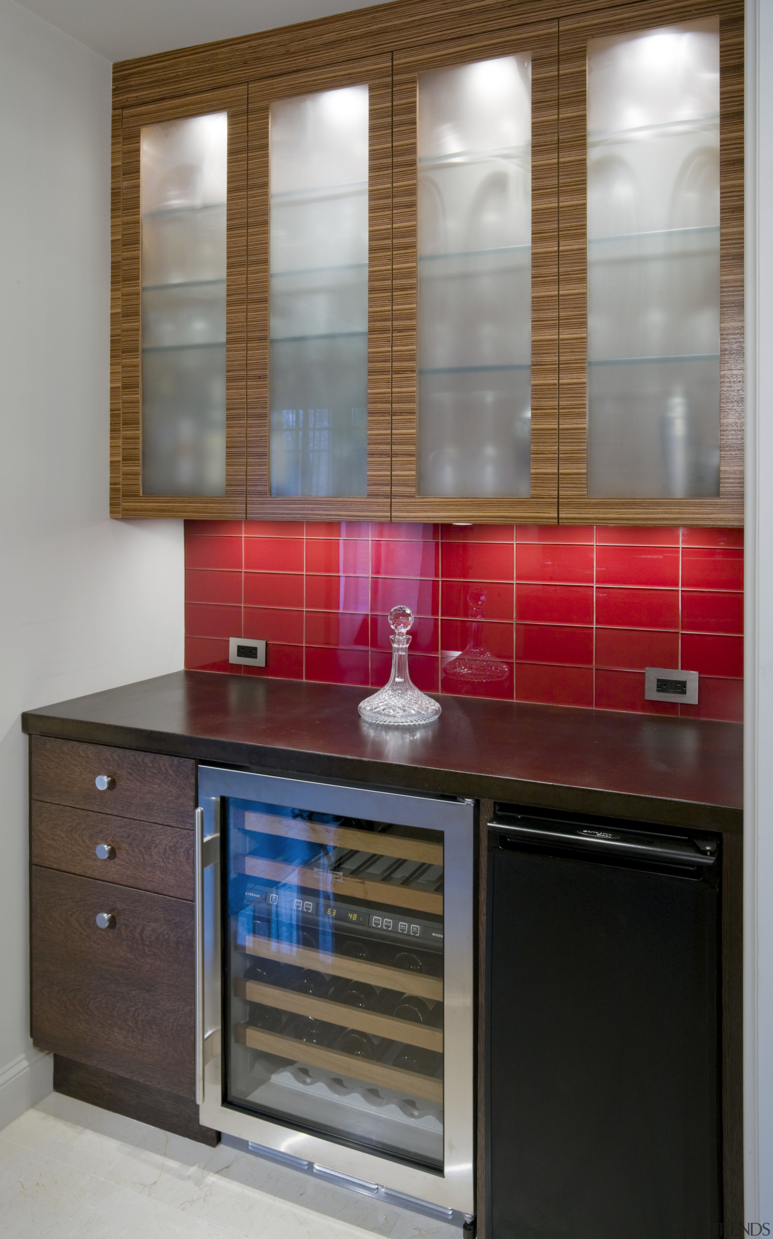 View of the kitchen pantry area which features cabinetry, countertop, furniture, interior design, kitchen, gray