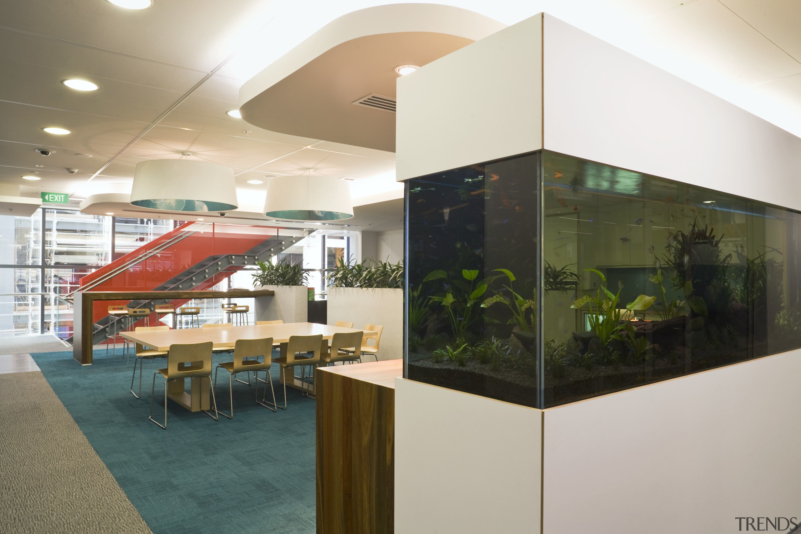 Interior view of office space inside the Westpac interior design, white