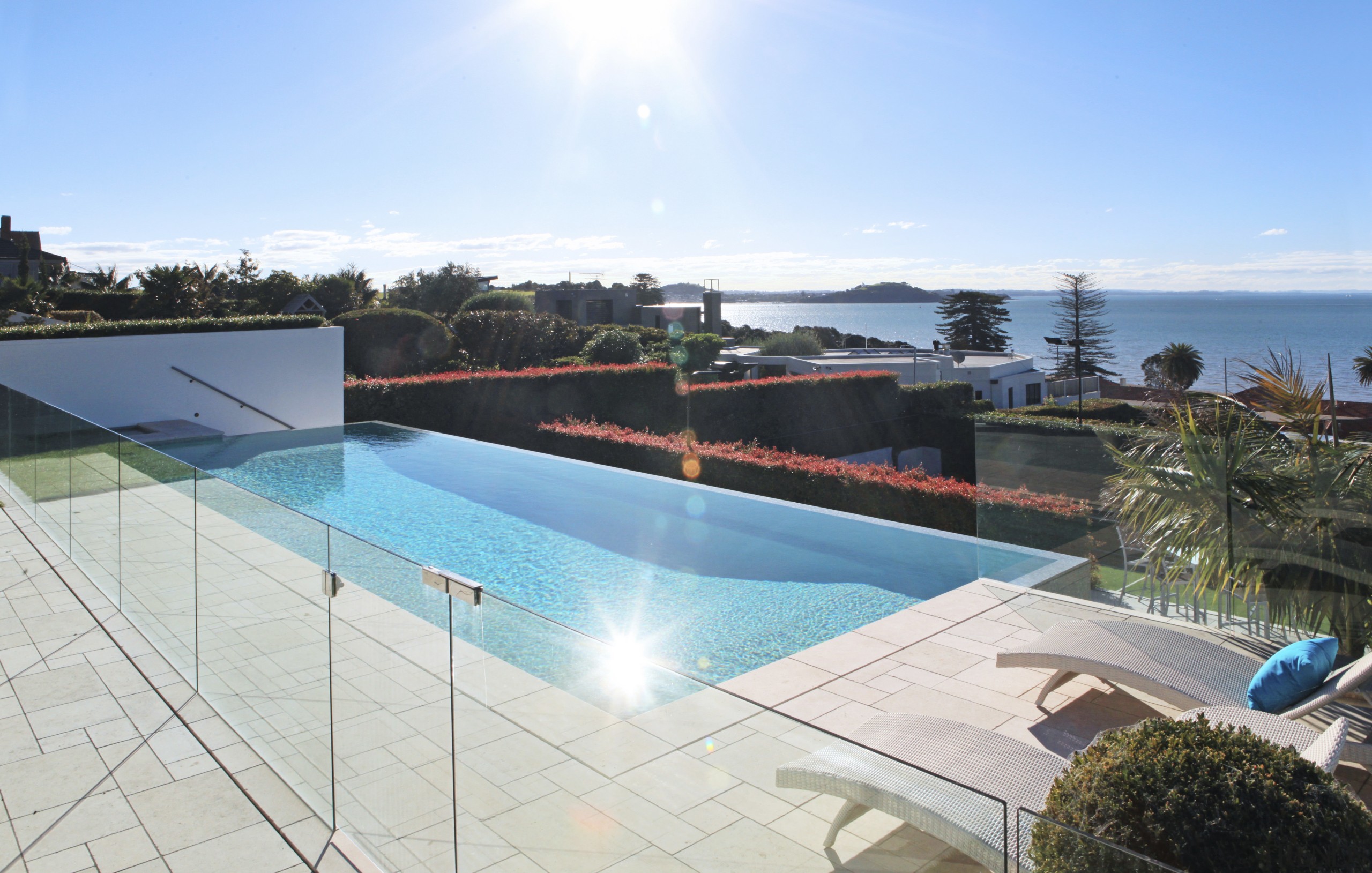 Sunny overlook of the pool. - Sunny overlook estate, house, leisure, leisure centre, property, real estate, resort, sky, swimming pool, villa, water, white, teal