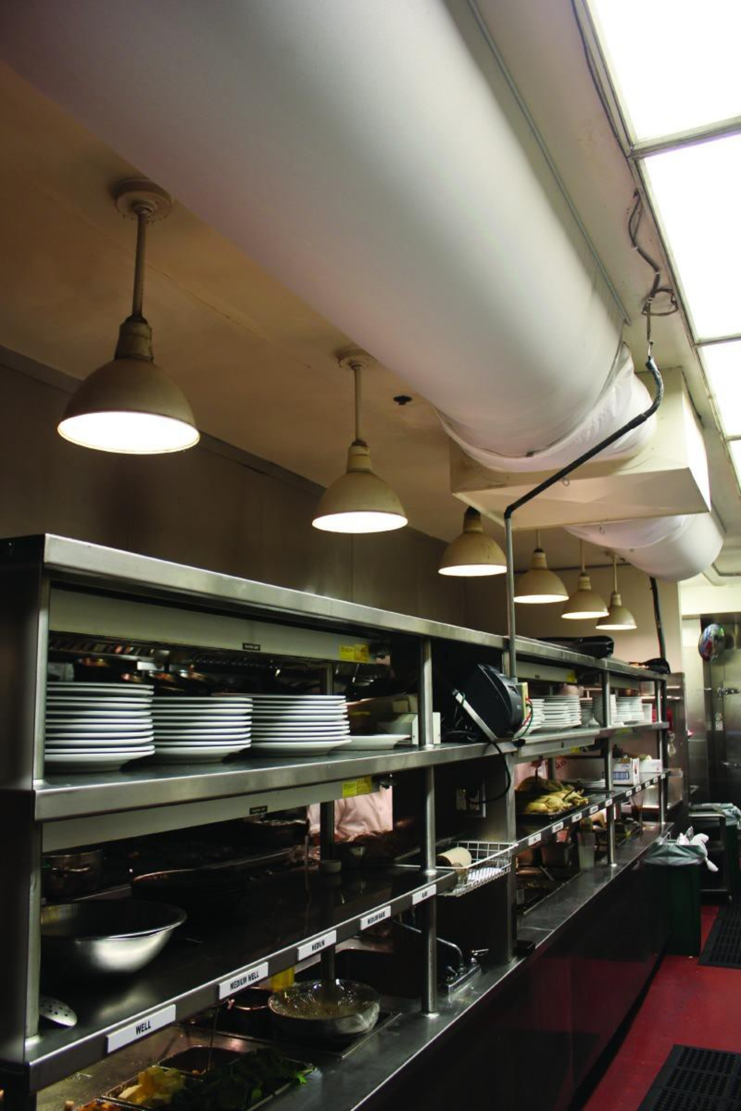Commercial kitchen extraction systems can under-perform over time, ceiling, glass, interior design, black, brown