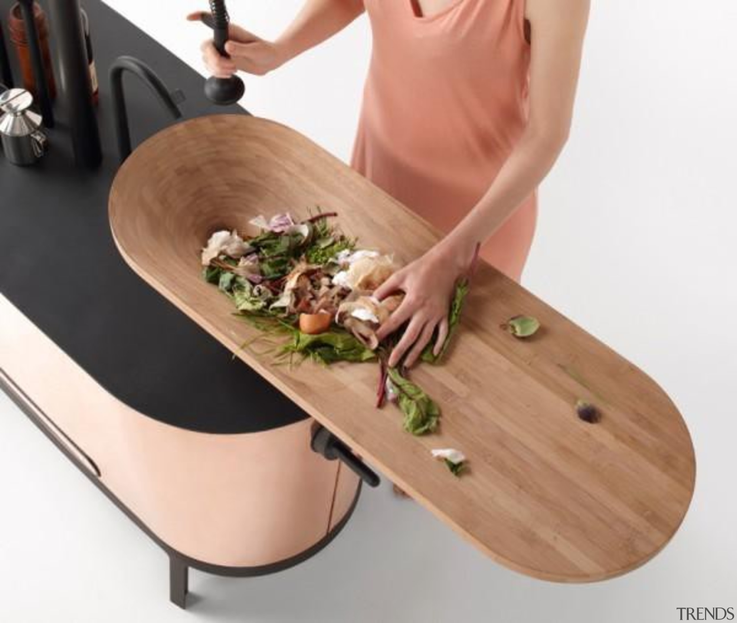 This Philips integrated chopping-board sink makes for a product design, table, white