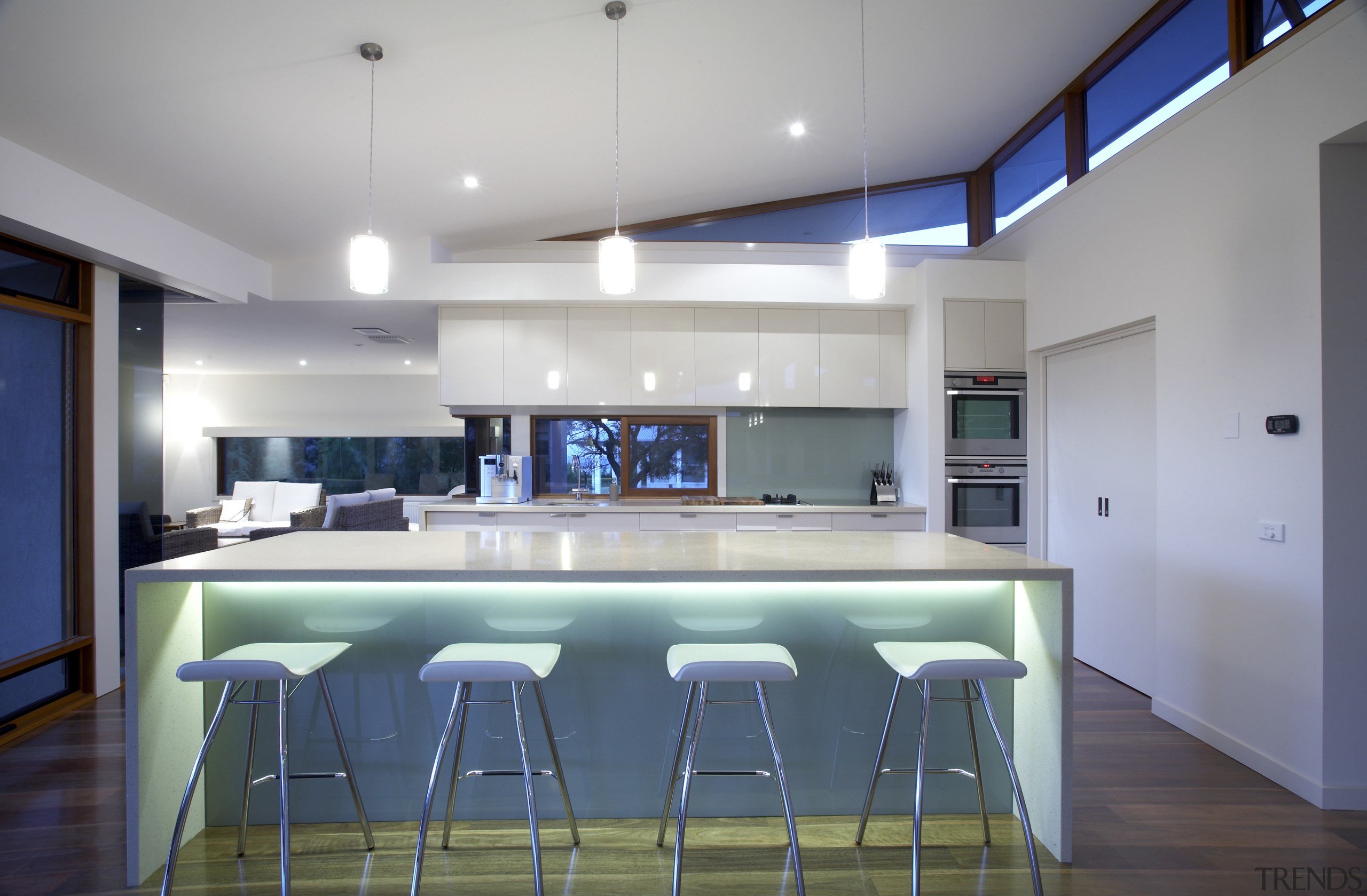 View of the kitchen inside this family home architecture, ceiling, countertop, house, interior design, kitchen, real estate, room, gray