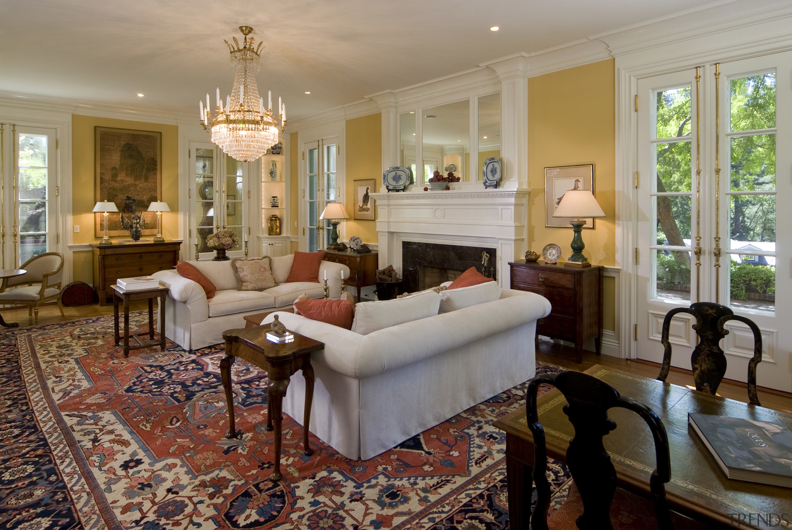 View of lounge area with white couches, mat ceiling, estate, floor, flooring, hardwood, home, house, interior design, living room, property, real estate, room, suite, window, wood flooring, gray, brown