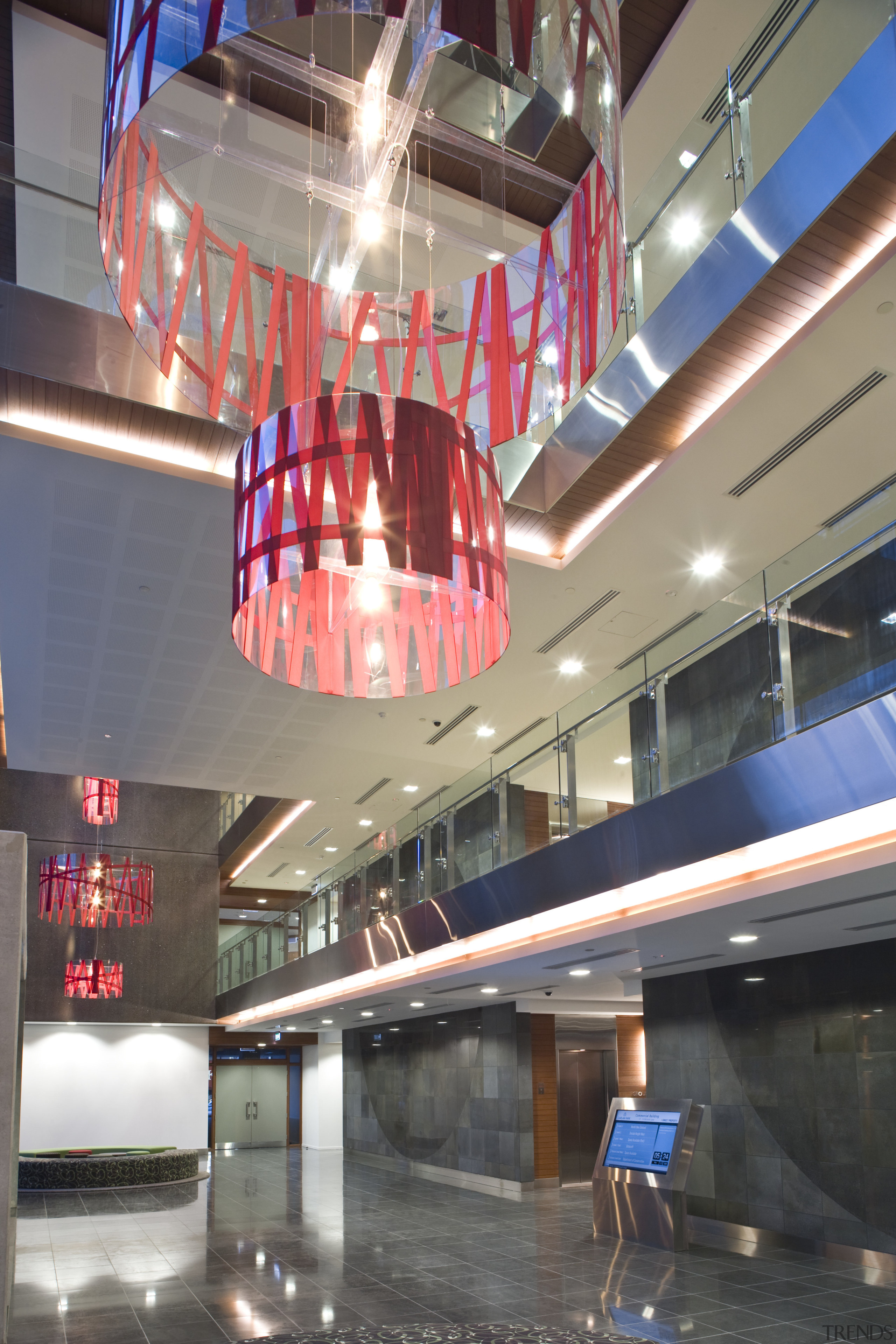 View of the 12m pendant lights by Arend ceiling, interior design, shopping mall, gray