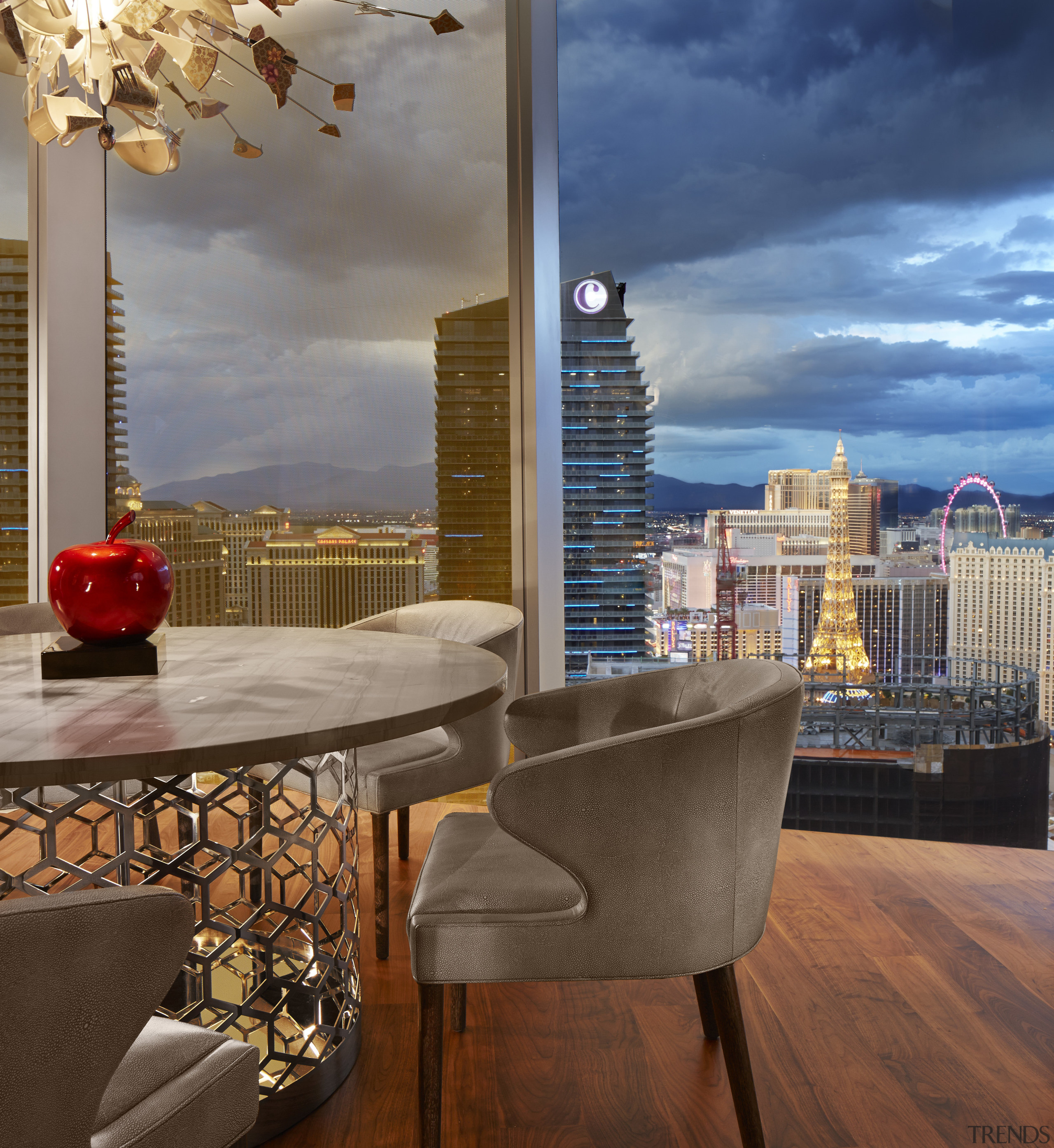 View from the dining area in an apartment apartment, architecture, home, interior design, real estate, table, wall, window, brown