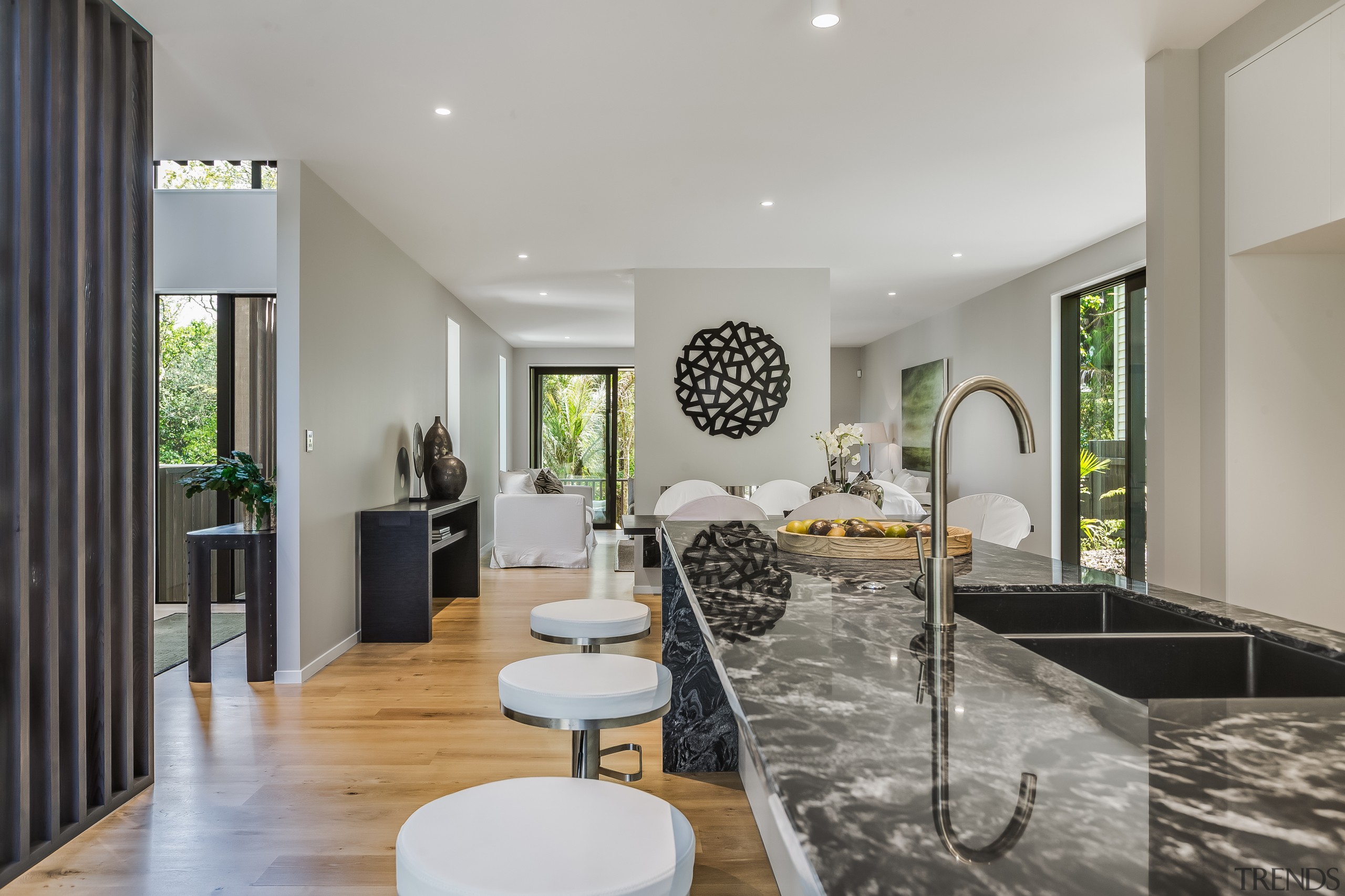 The home hinges an L Shaped plan for 