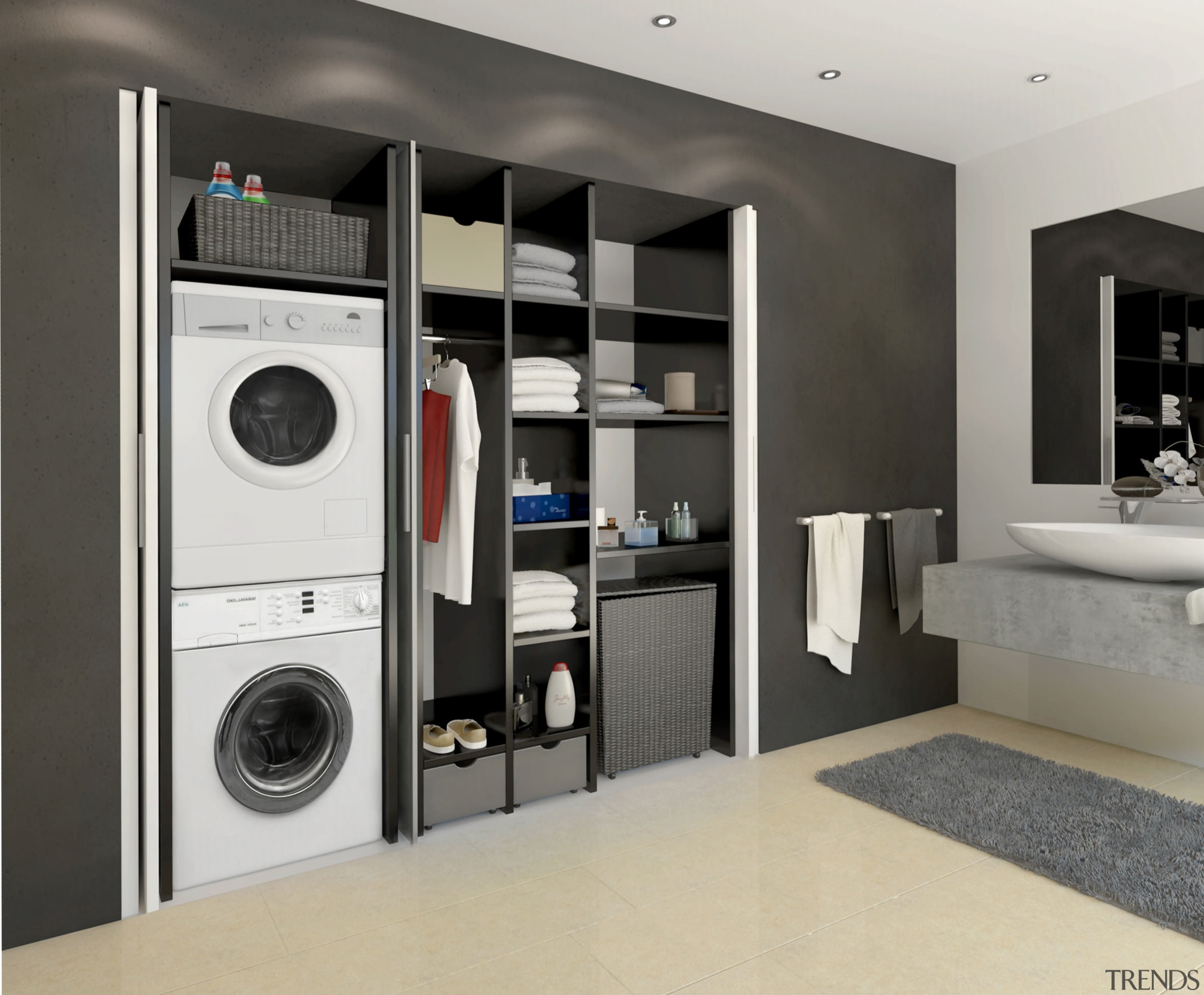 washer dryer combo, Häfele doors open - washer clothes dryer, home appliance, laundry, laundry room, major appliance, product design, washing machine, gray, black