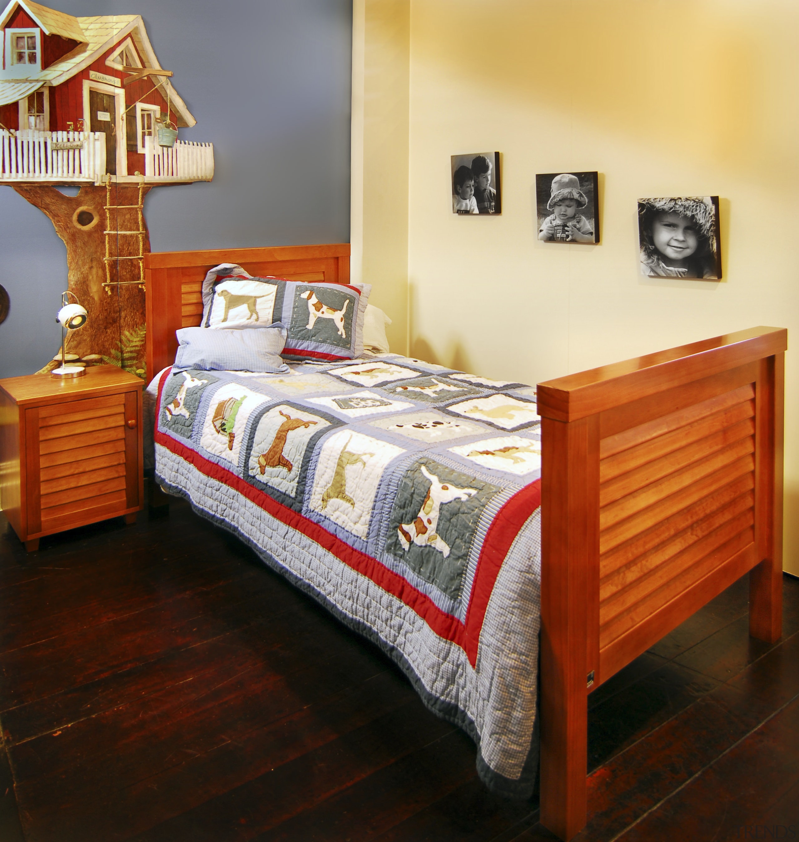 A view of these childrens room fitted wiuth bed, bed frame, bed sheet, bedding, bedroom, duvet cover, floor, furniture, home, interior design, mattress, room, textile, wall, wood, red, orange