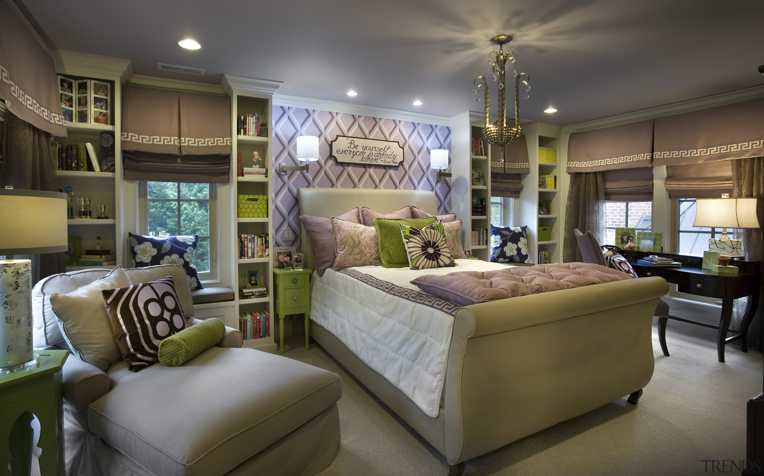 This childrens bedroom provides plenty of places to ceiling, estate, furniture, home, interior design, living room, real estate, room, brown, gray