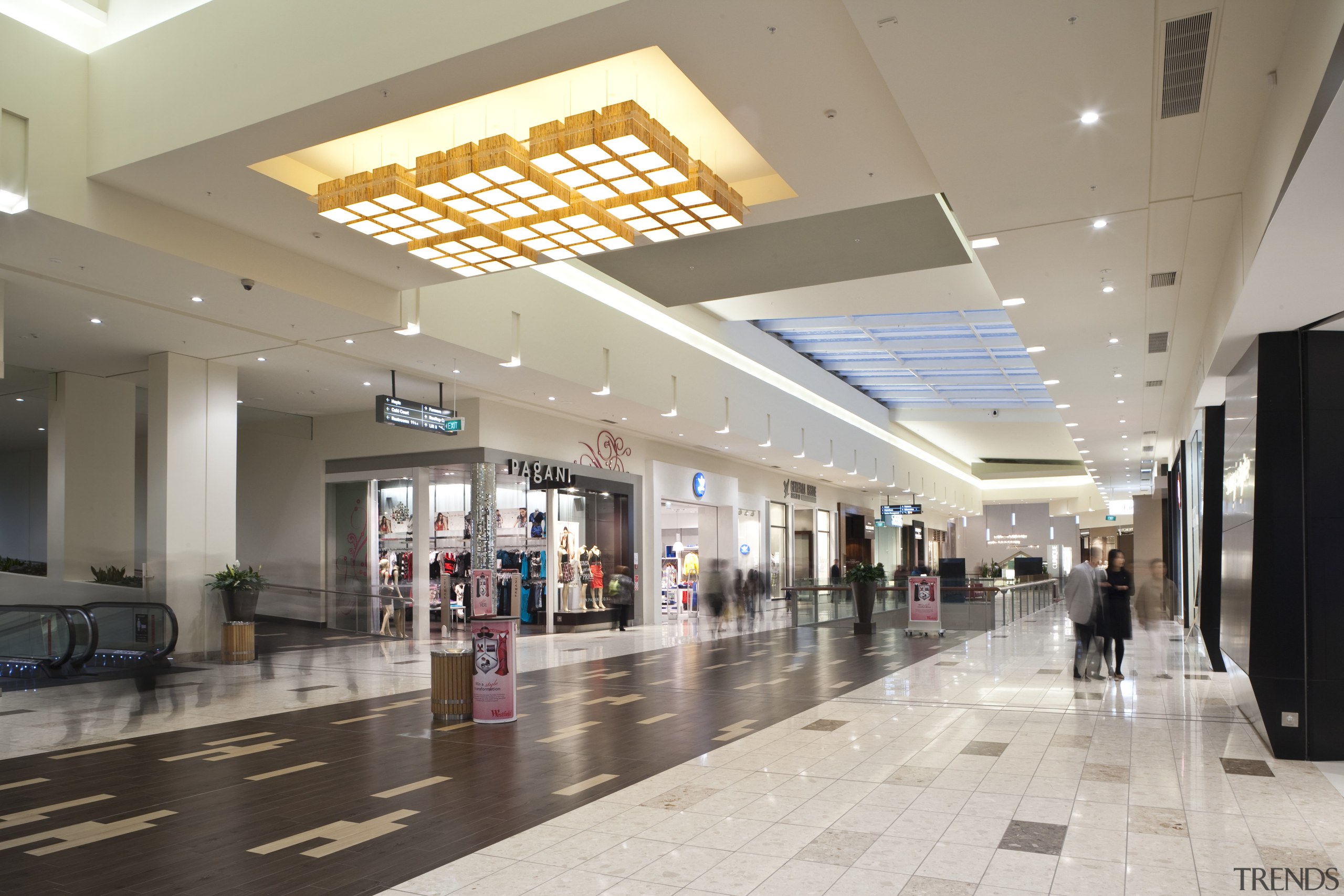 Westfield Riccarton has undergone an extension adding a airport terminal, building, ceiling, daylighting, interior design, lobby, metropolitan area, retail, shopping mall, gray