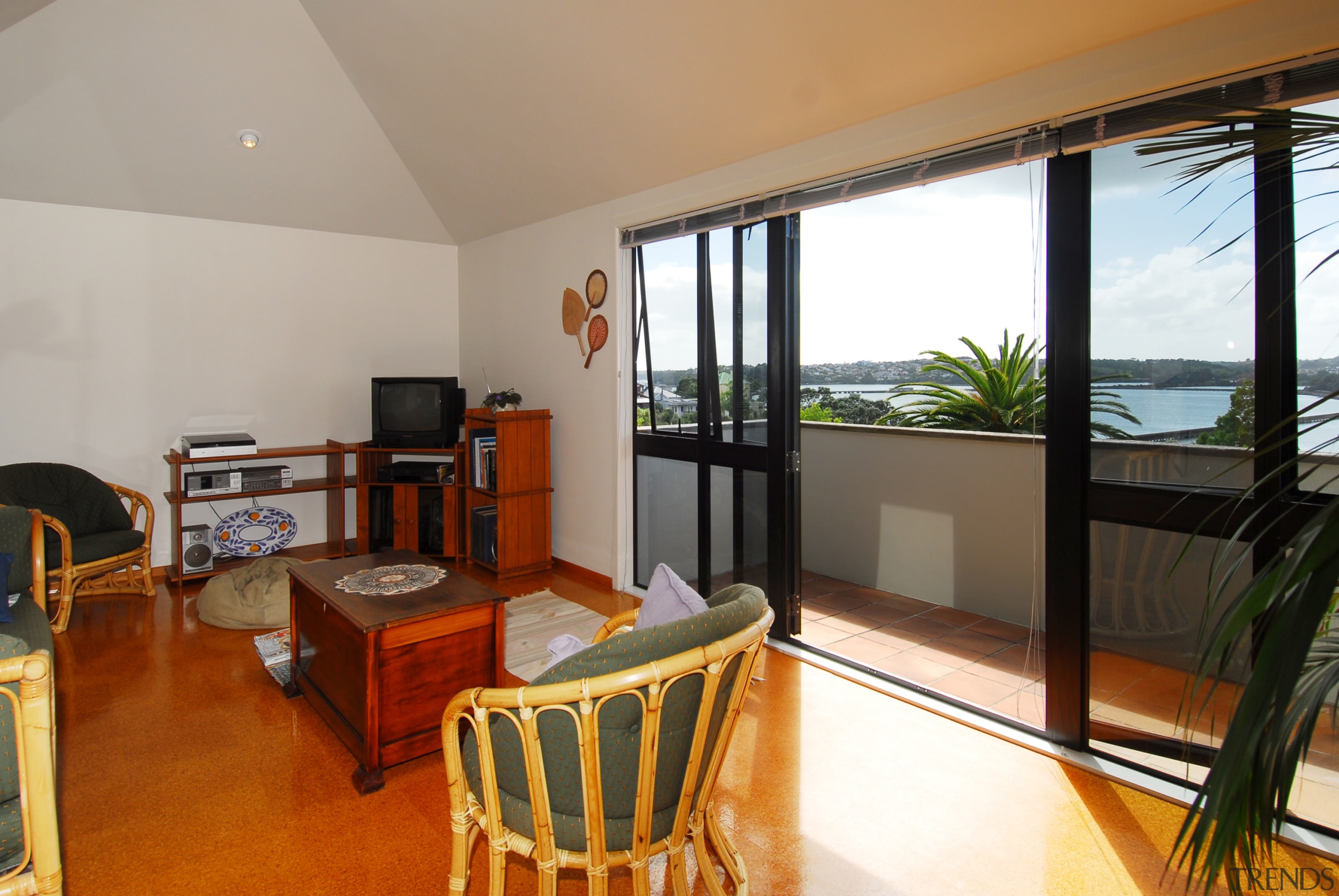 View of the top floor prior to renovation. apartment, estate, living room, property, real estate, room, gray